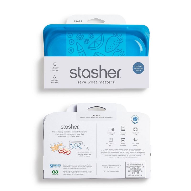 stasher Reusable Food Storage Snack Bag - Blueberry