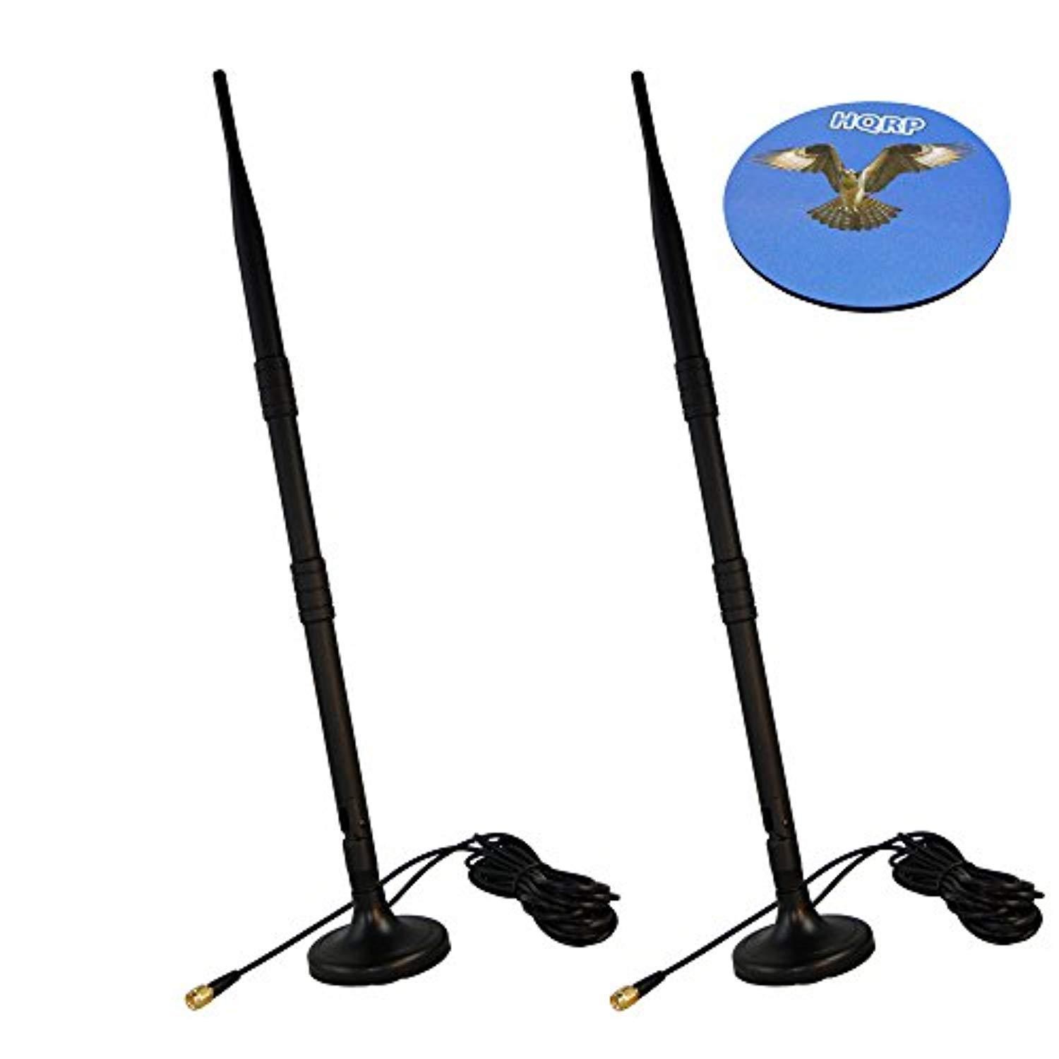 hqrp 2-pack 2.4-2.5ghz 9 dbi rp-sma wifi booster wireless antenna plus 2-pack 3m rp-sma wifi antenna extension cable connectors