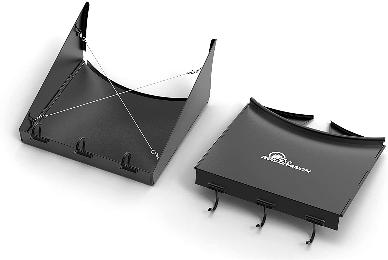 Grill Table Fits 22" Weber Charcoal Grills, Weber Grill Table, Weber Kettle Grill Accessories, BBQ Dragon Steel BBQ Table Folds to Store inside Barbecue Grill