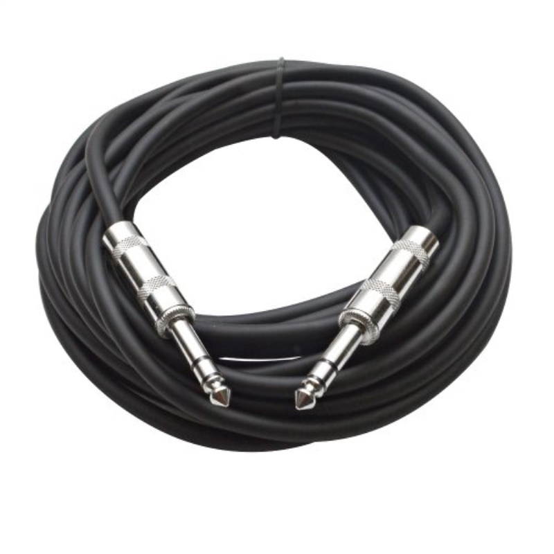 Seismic Audio - SATRX-25Black - 25 Foot Black 1/4" TRS Patch Cable - Balanced Cord - Effects, EQ, Mixer