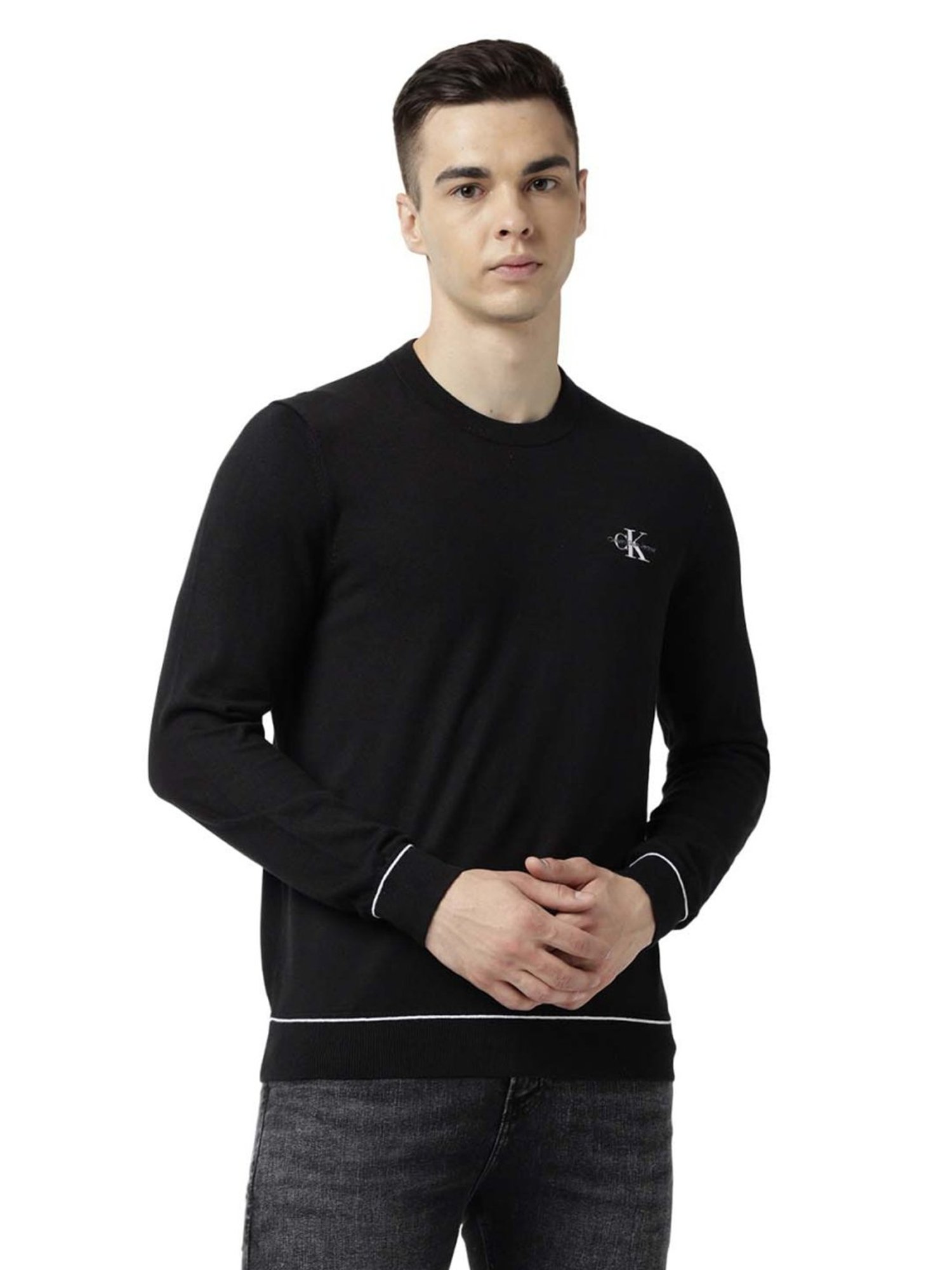 Calvin Klein Jeans Black Embroidery Regular Fit Sweater