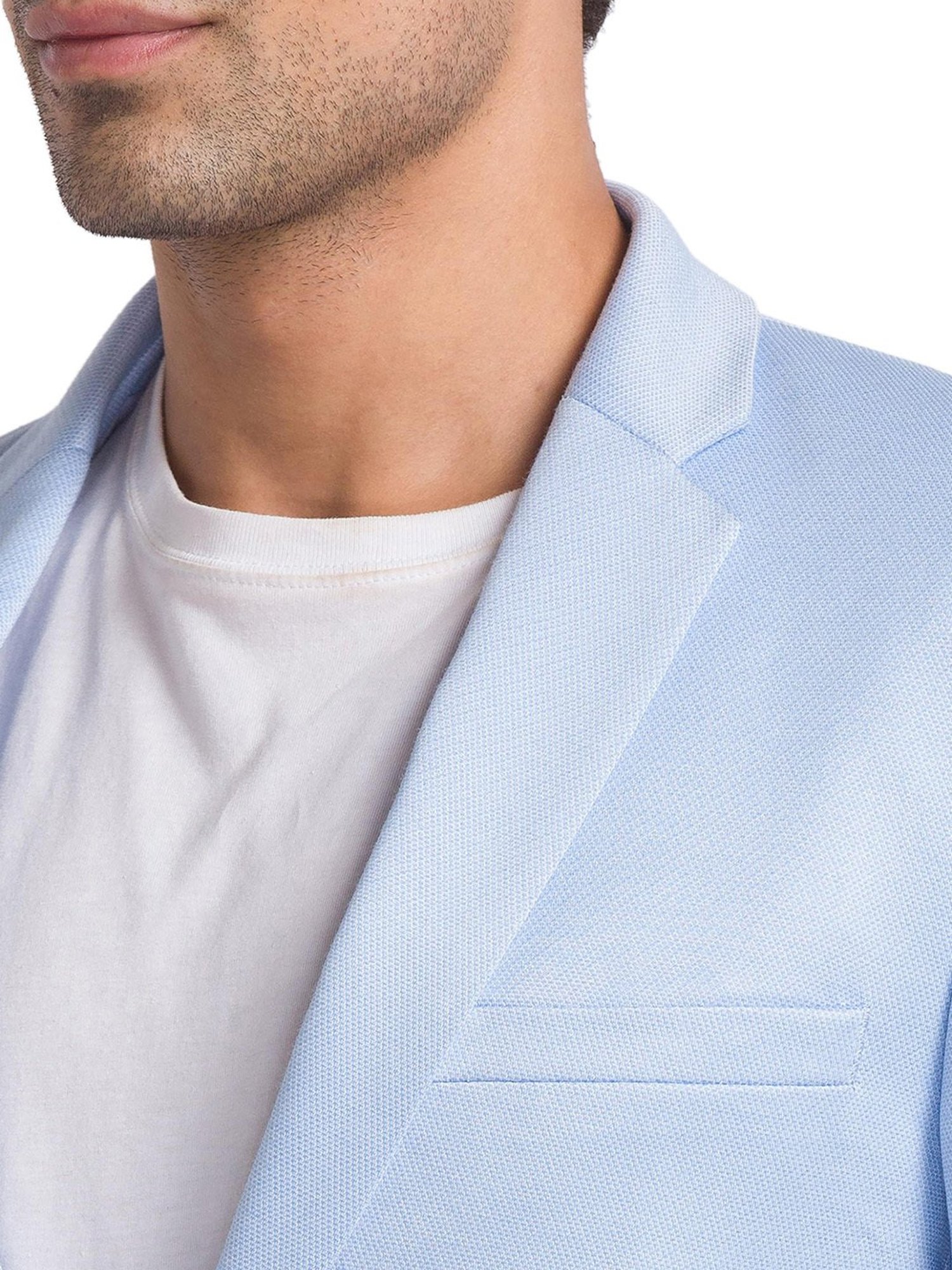 Park Avenue Blue Regular Fit Notched Lapel Blazer