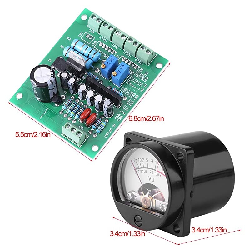 VU Meter 2 Pcs VU Panel Meter Warm Back Light Recording + Audio Level Amp with Driver Board