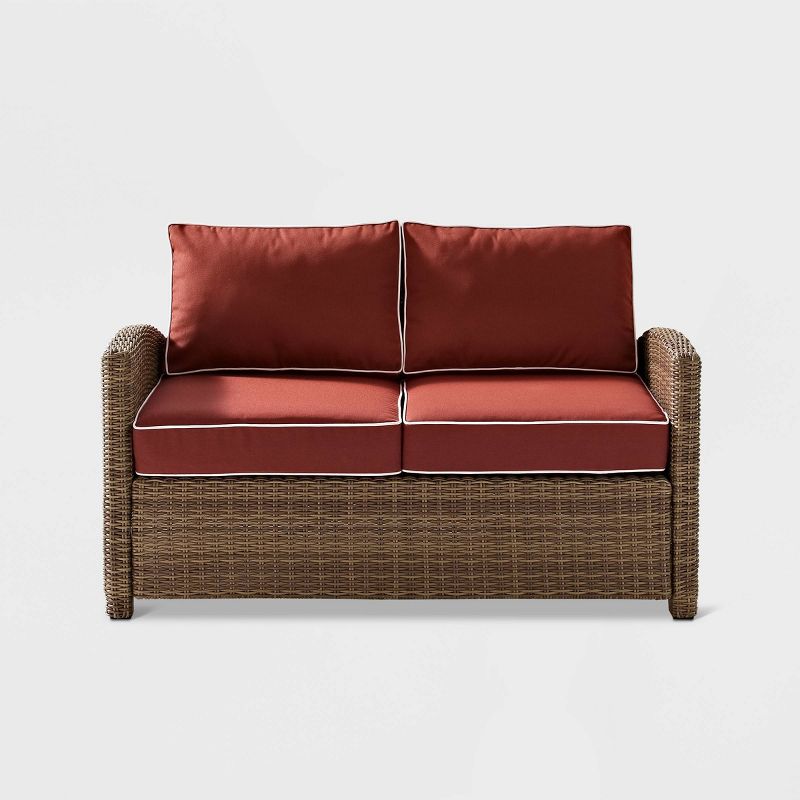 Bradenton Wicker Outdoor Patio Loveseat - Maroon/Brown - Crosley