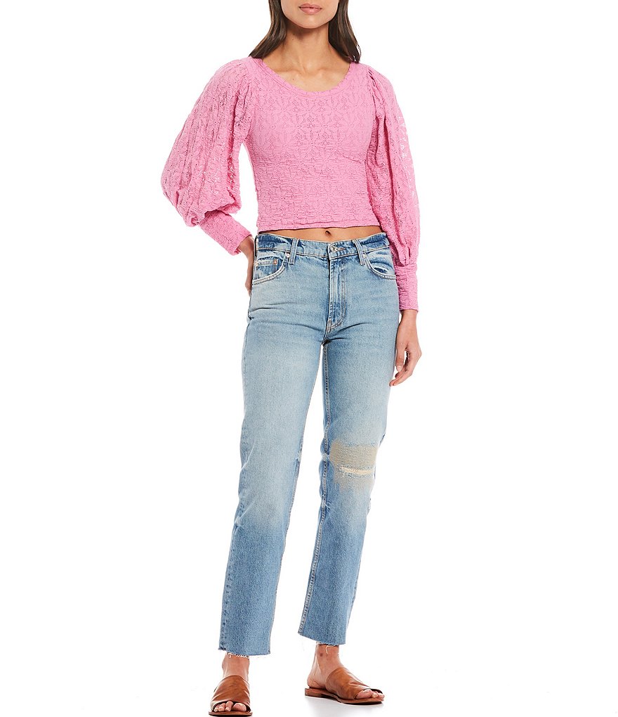 Free People Tea Time Long Puff Sleeve Top