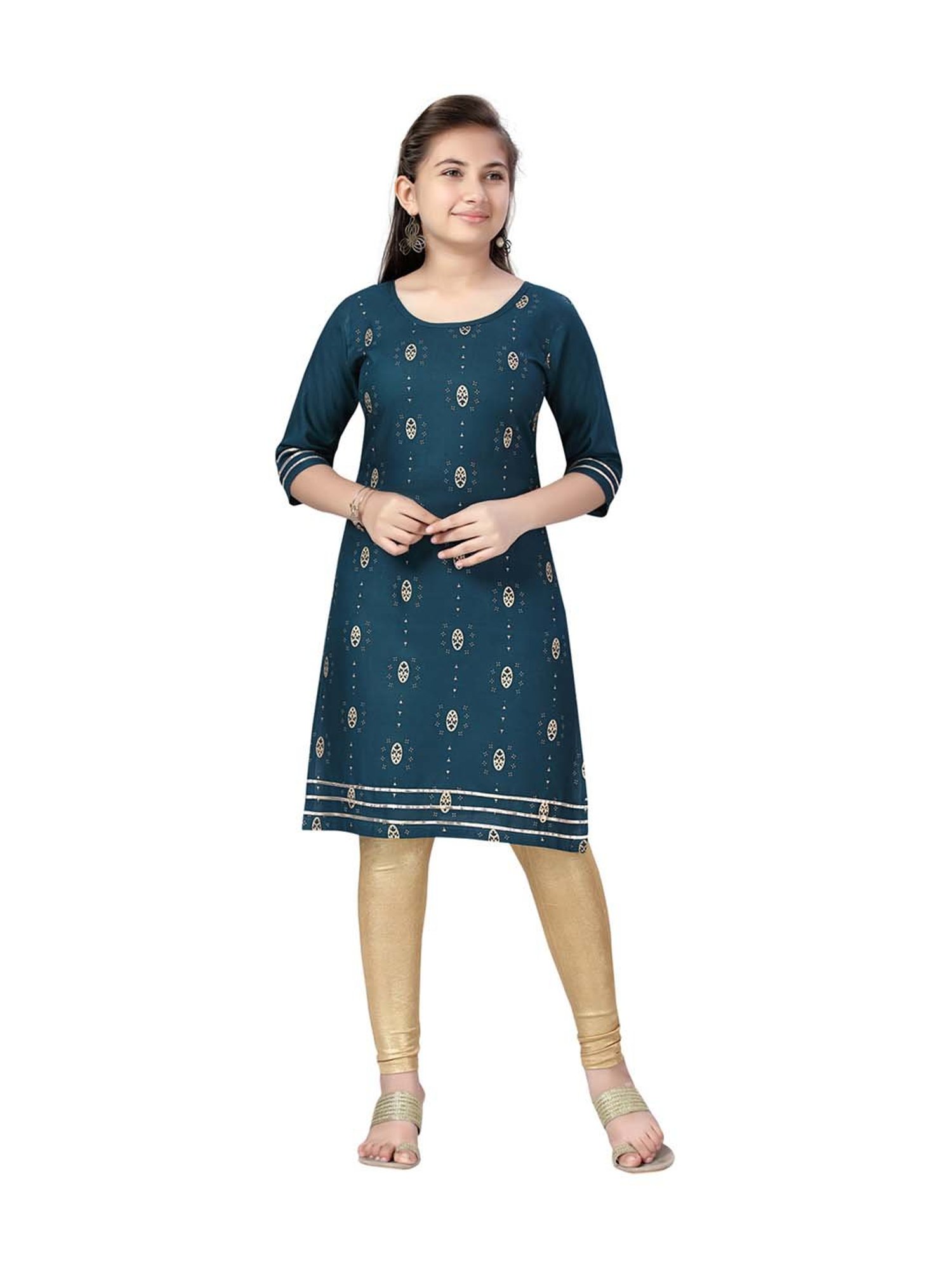 Aarika Kids Rama Cotton Printed Kurti