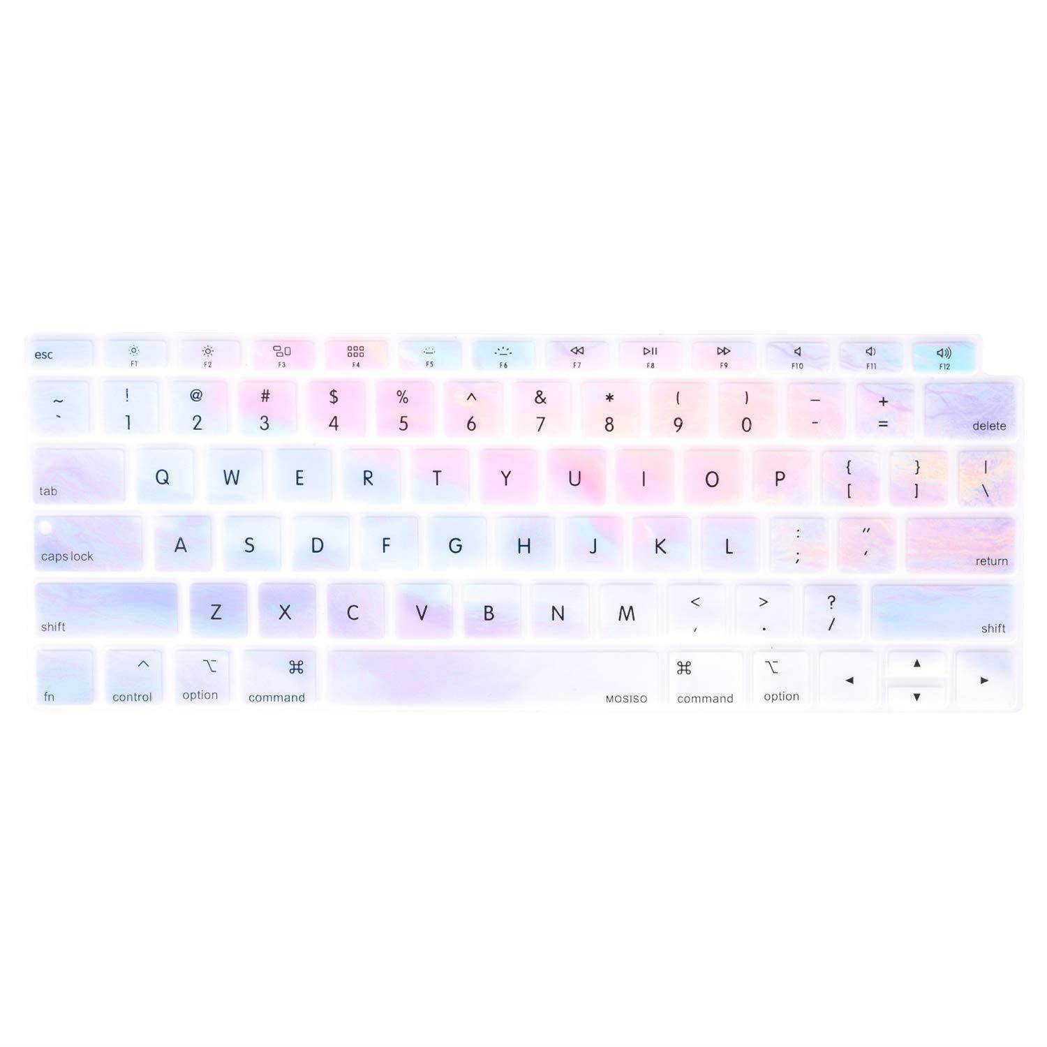 MOSISO Keyboard Cover Compatible Newest MacBook Air 13 Inch 2018 Release A1932 with Retina Display & Touch ID, Waterproof Dust-Proof Protective Silicone Skin, Colorful Clouds
