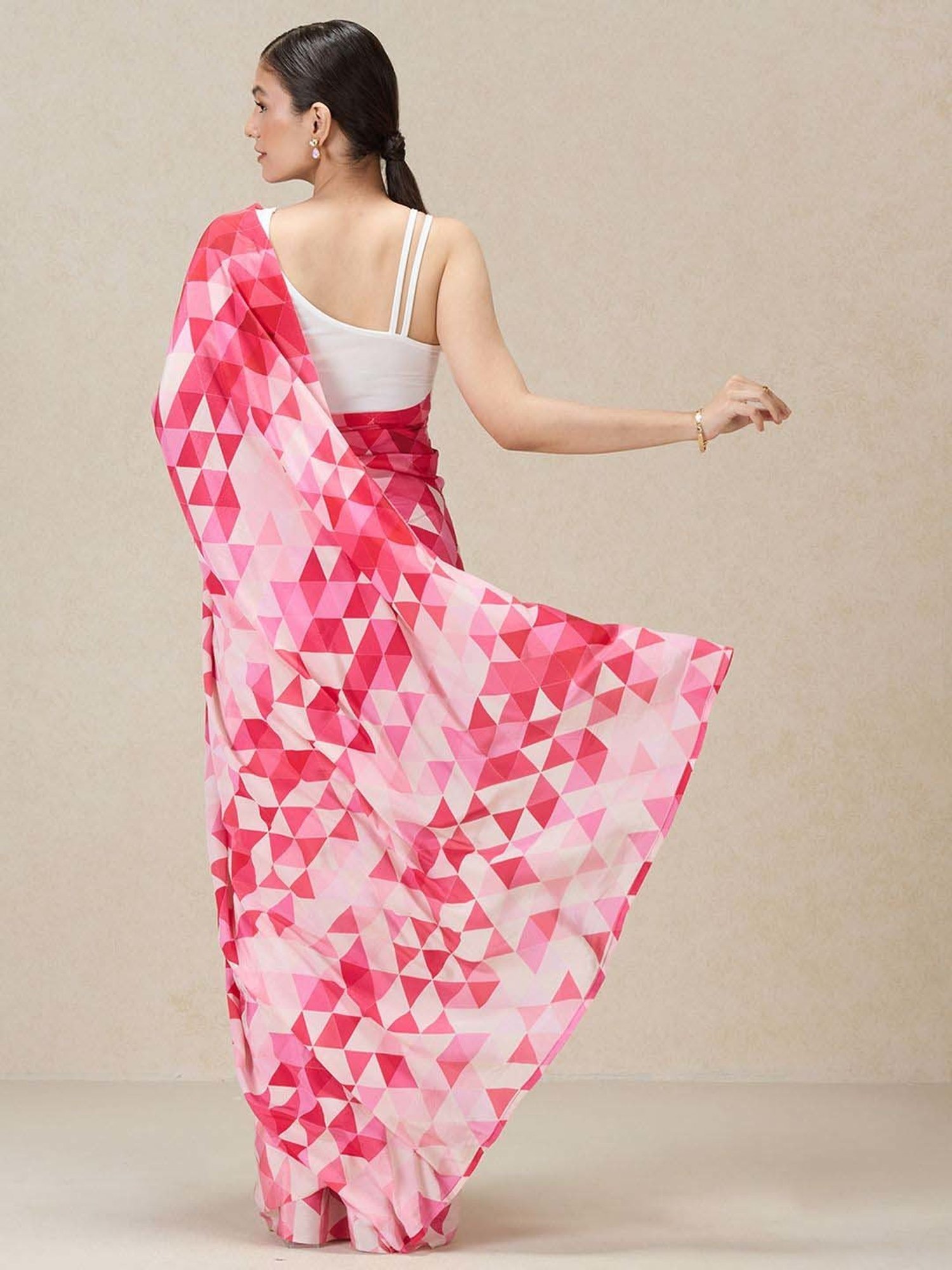 Unnati Silks Red Silk Printed Saree With Unstitched Blouse