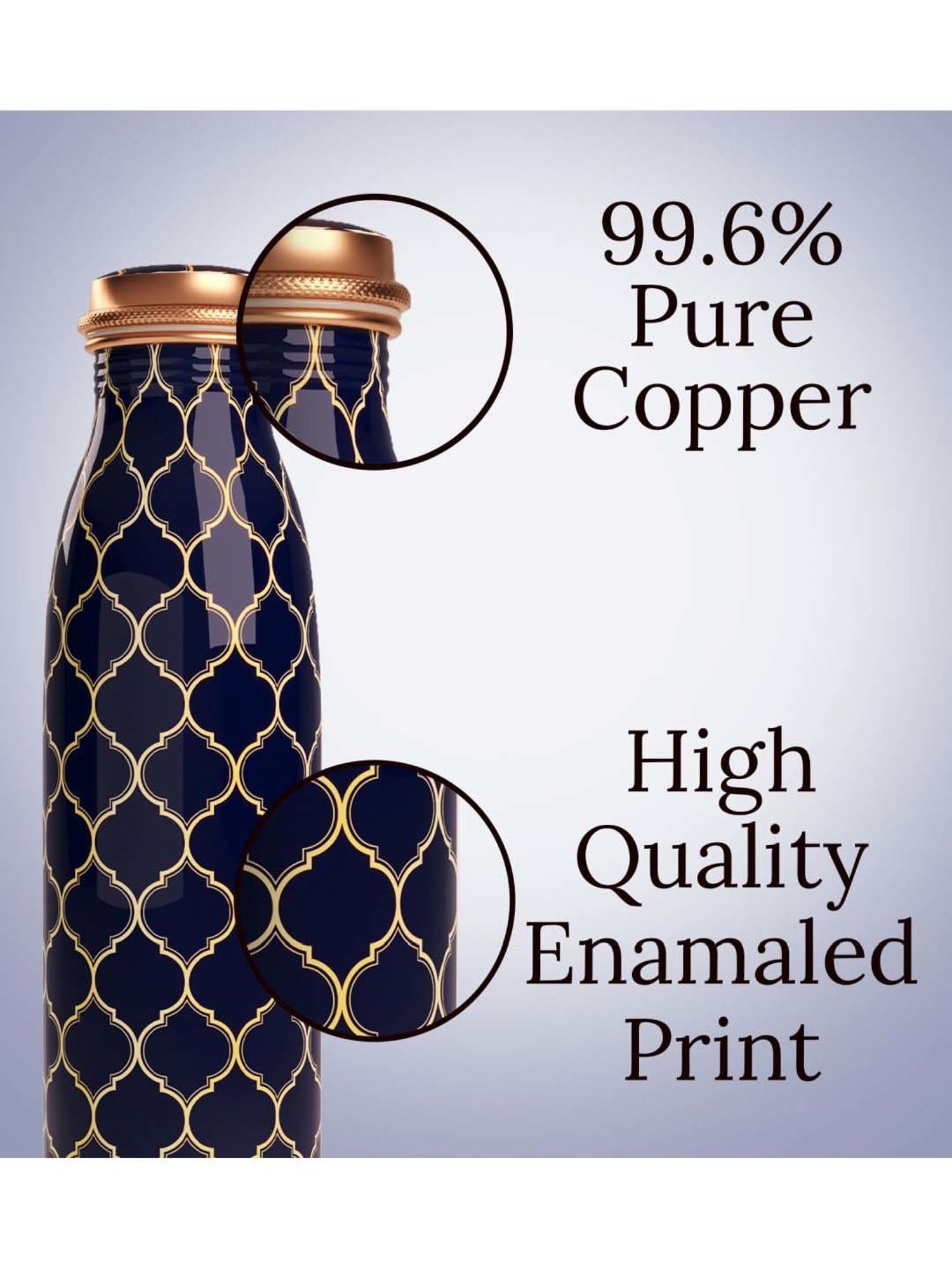 Everything Beautiful Navy Blue Copper Water Bottle - Seamless (0.95 L)