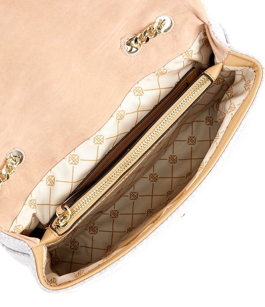 Antonio Melani Soft Quilted Metallic Leather Flap Shoulder Bag