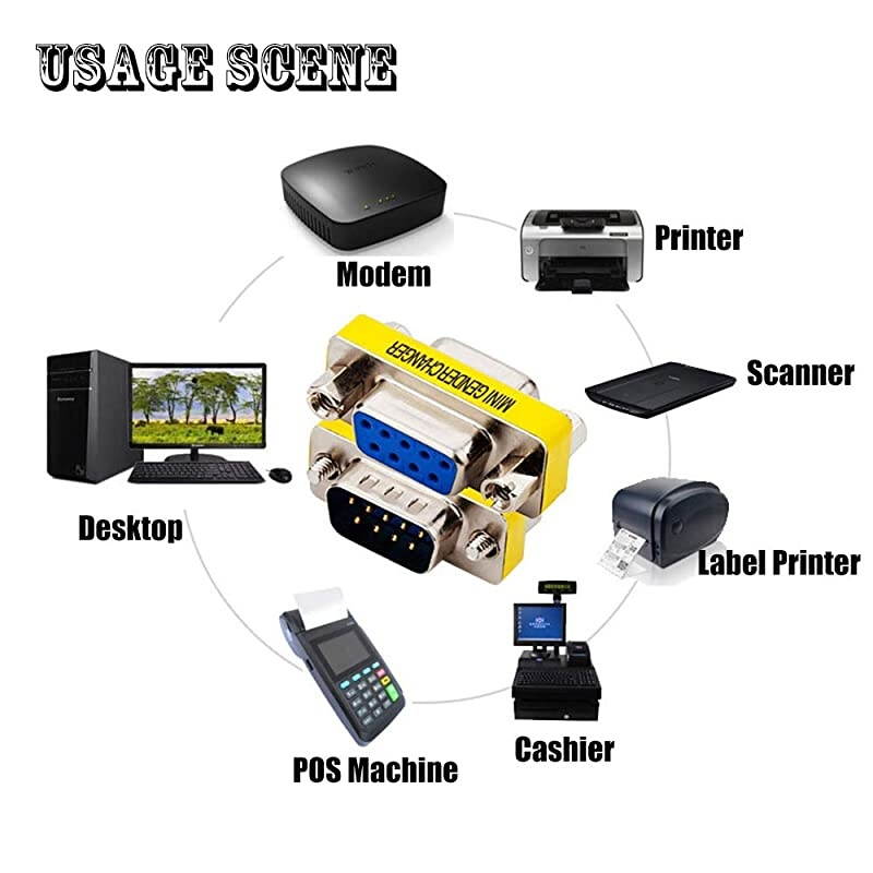 6-Pack 9Pin RS232 Serial Cable DB9 Male to Male/Female to Female/Male to Female Mini Gender Changer Adapter Coupler Connector