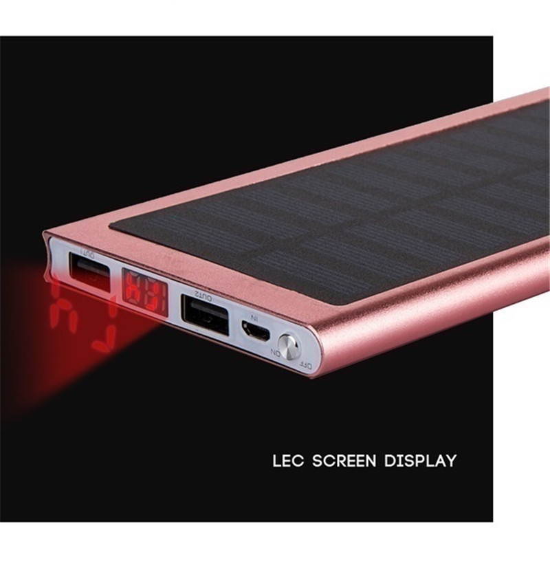 The Lastest Ultra Thin 9mm Solar Power Bank 500000 Mah Ultra High Capacity External Solar Charger Powerbank for All Mobile Phone for Outdoors/camping/explore