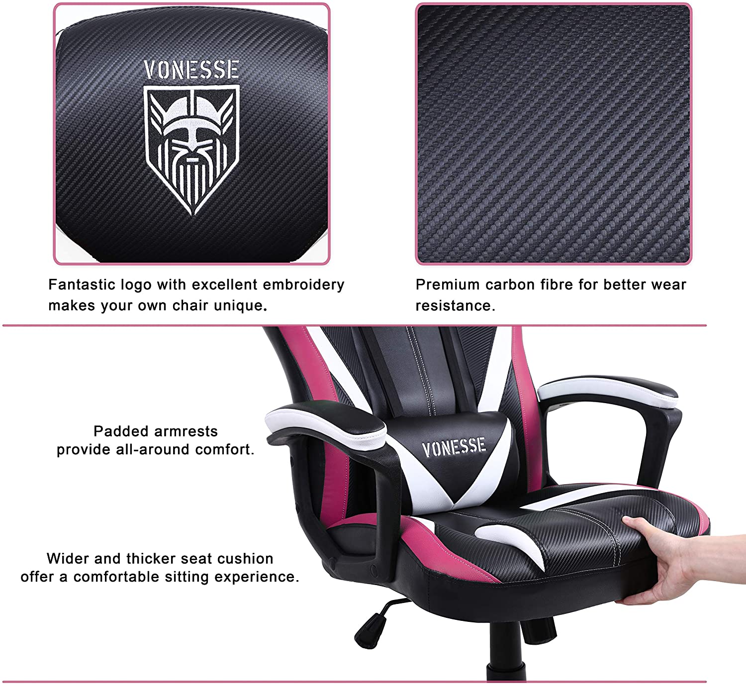 Vonesse Green Gaming Chair, Gaming Desk Chair for Teens, Computer Chair with Massage, High Back Home Office Desk Chairs, Big and Tall Gamer Chair, Computer Desk Chair, Game Chair for Kids (Green)