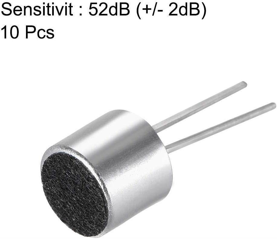 uxcell 6050 52dB Electret Microphone Pickup 6mm x 5mm Cylindrical Condenser MIC with Pins for PCB 10 Pcs