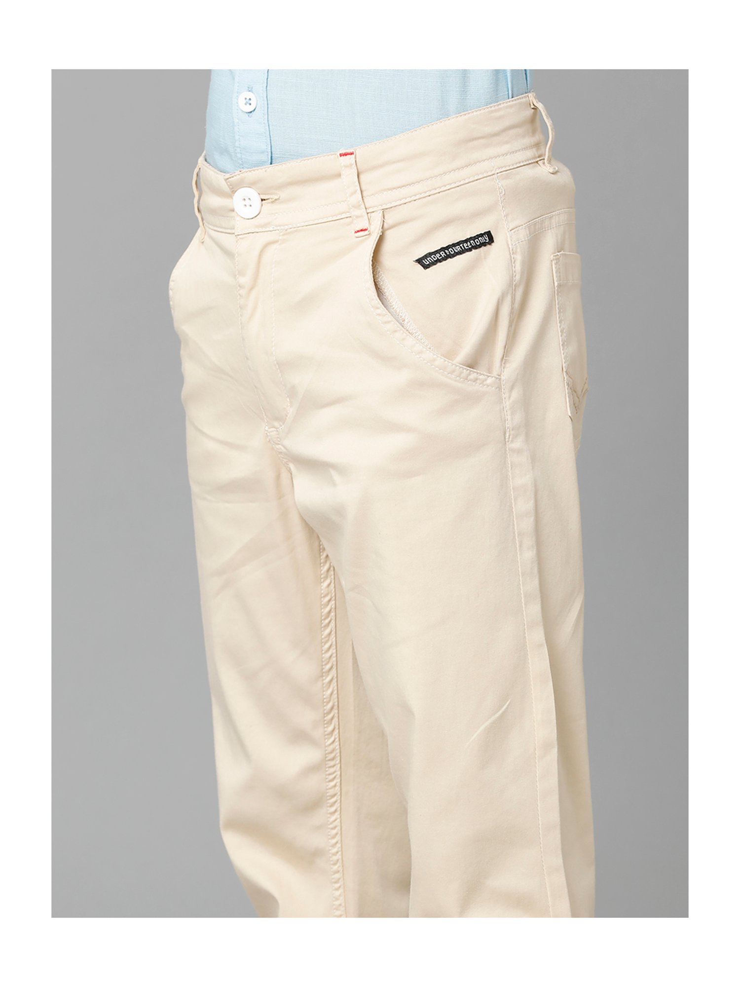 Under Fourteen Only Boys Beige Solid Trousers