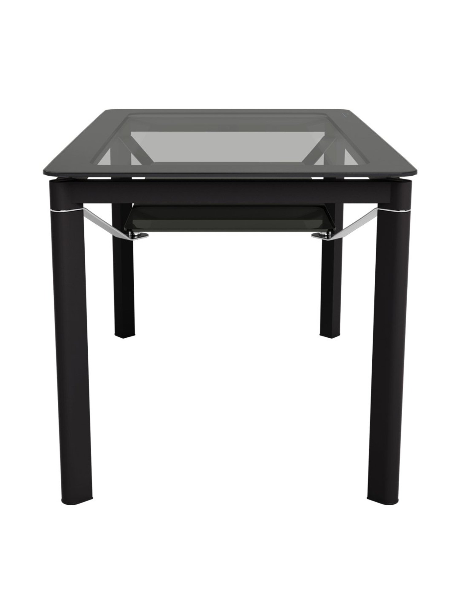 Godrej Interio Brawn Black Tempered Glass 6 Seater Rectangular Dining Table
