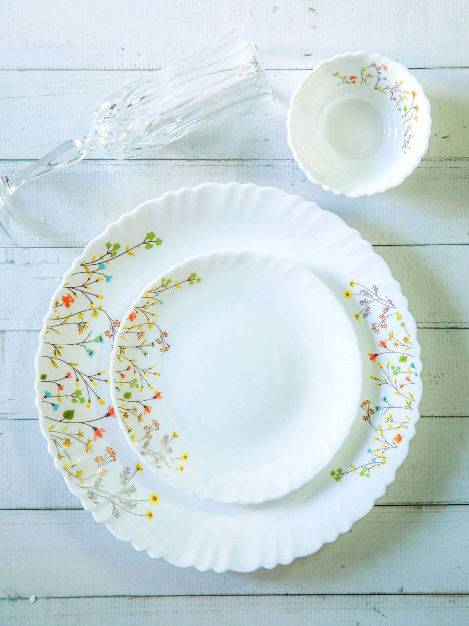 Cello Multicolor Glass Dinner Set