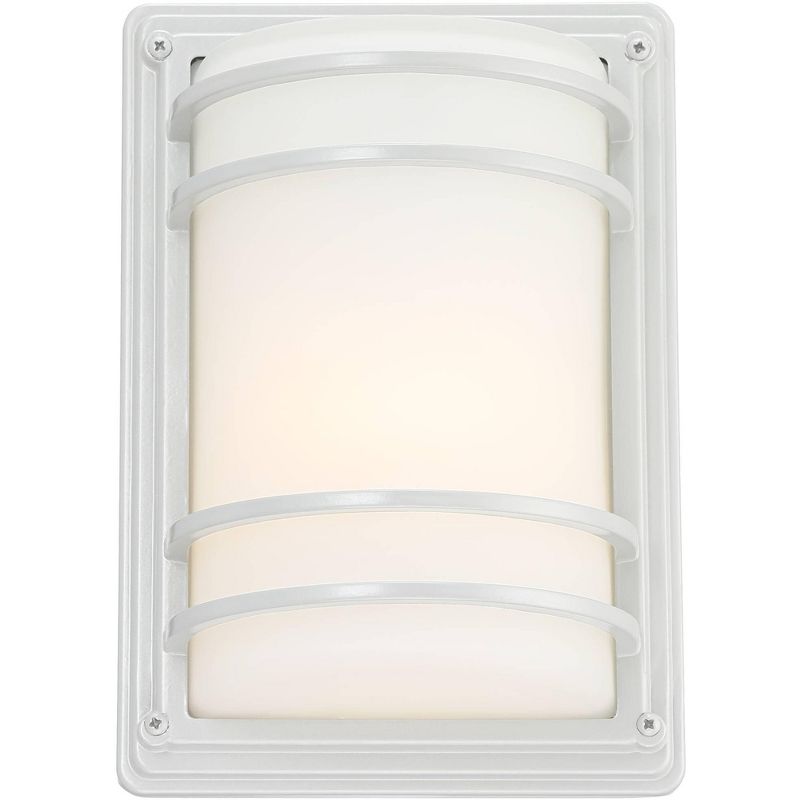 John Timberland Modern Industrial Outdoor Wall Sconce Fixture Silver 11" Opal Etched Glass for Exterior House Porch Patio Deck