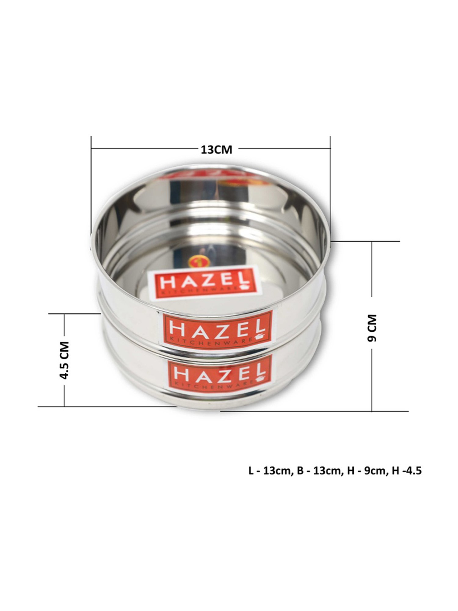 HAZEL Silver Stainless Steel Flat Cooker Dabba 500ml (each) - Set of 2