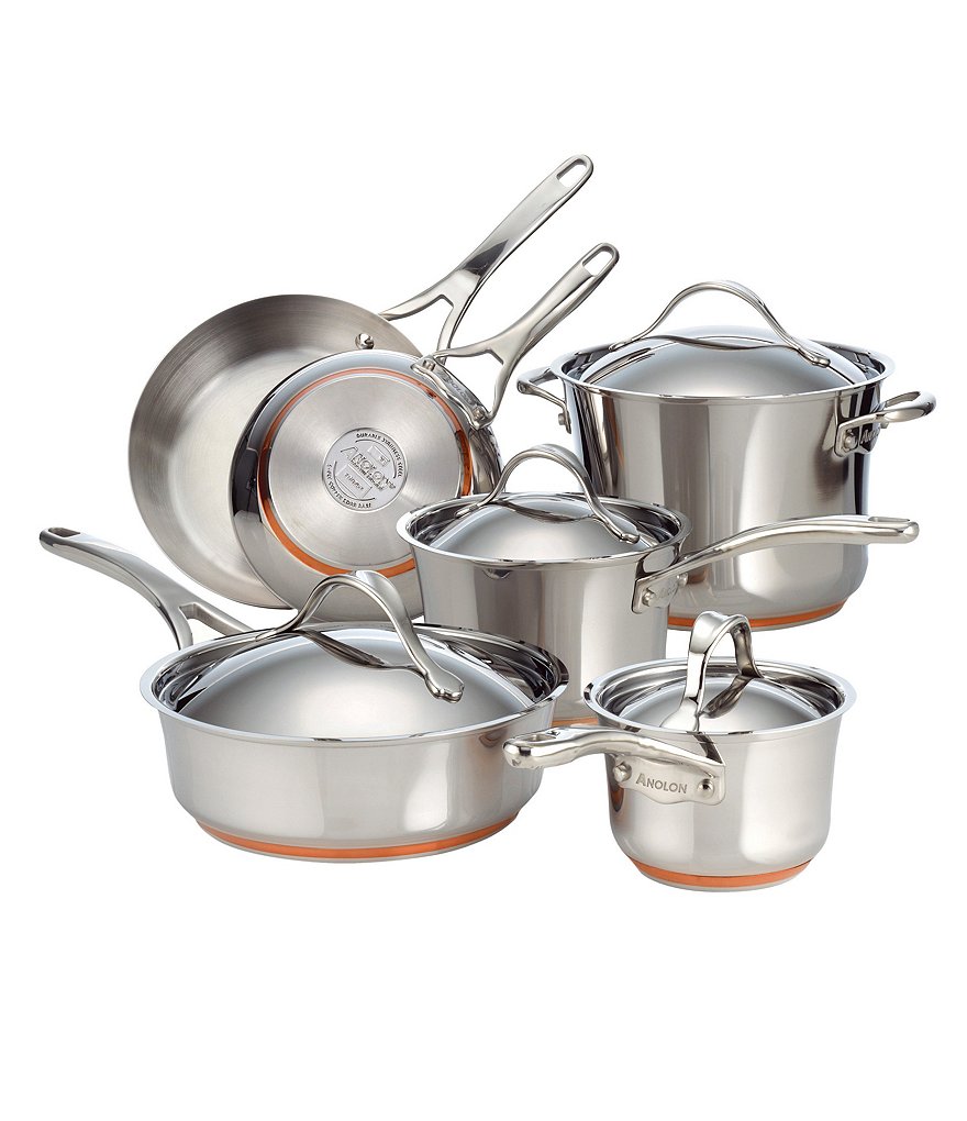 Anolon Nouvelle Copper & Stainless Steel 10-Piece Cookware Set