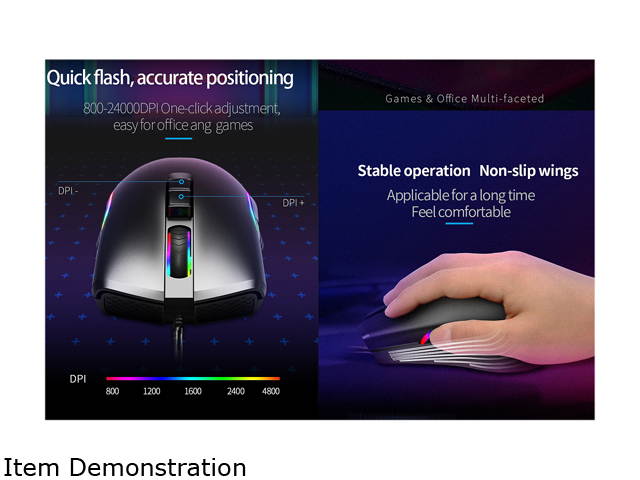 AULA H510 RGB Gaming Mouse with 9 Side Buttons High Precision 10000 DPI Optical Sensor, Fire Button Computer Mice 14-Programmable-Buttons for PC/Gamer