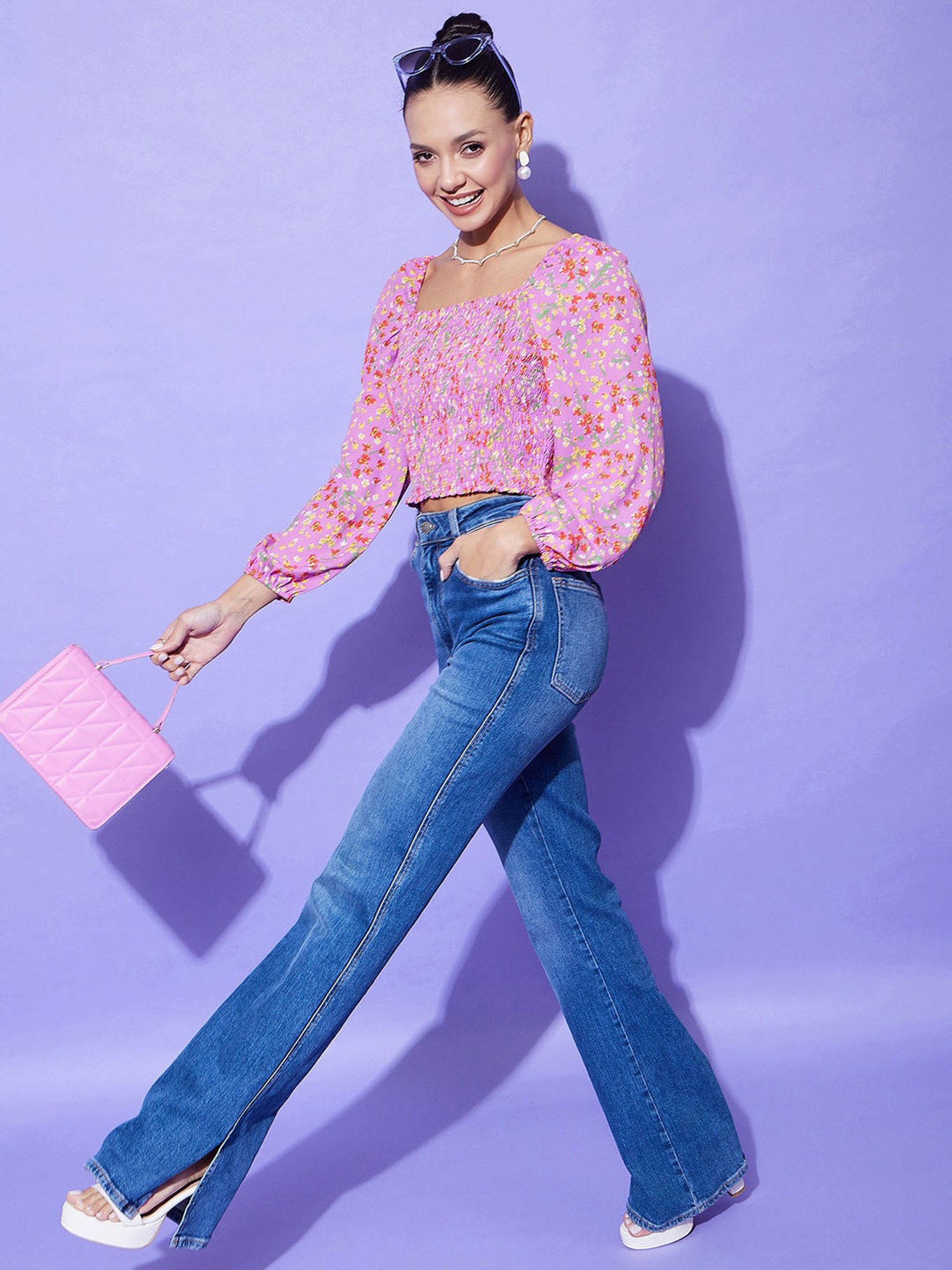 StyleStone Lavender Printed Crop Top