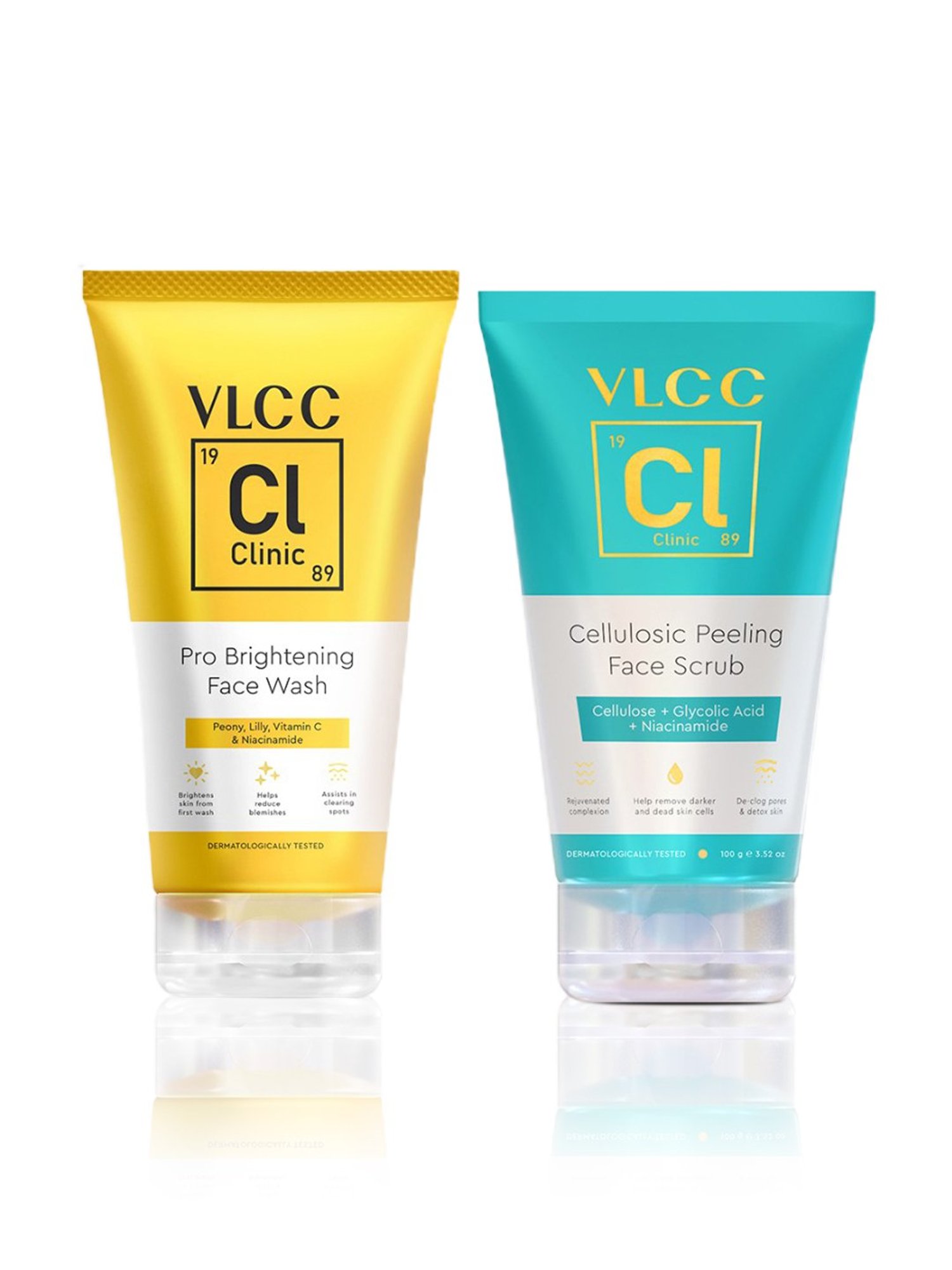 VLCC Clinic Pro Brightening Face Wash & Cellulosic Peeling Face Scrub Combo