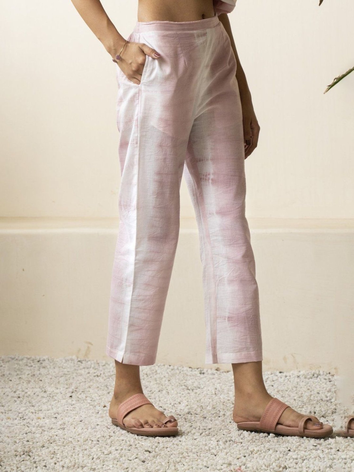 Akiso Inara Blush Pink Shibori Tie Dye Straight Trousers