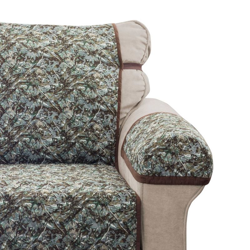 3pc Reversible Camouflage Quilted Recliner Cover Chocolate- Zenna Home