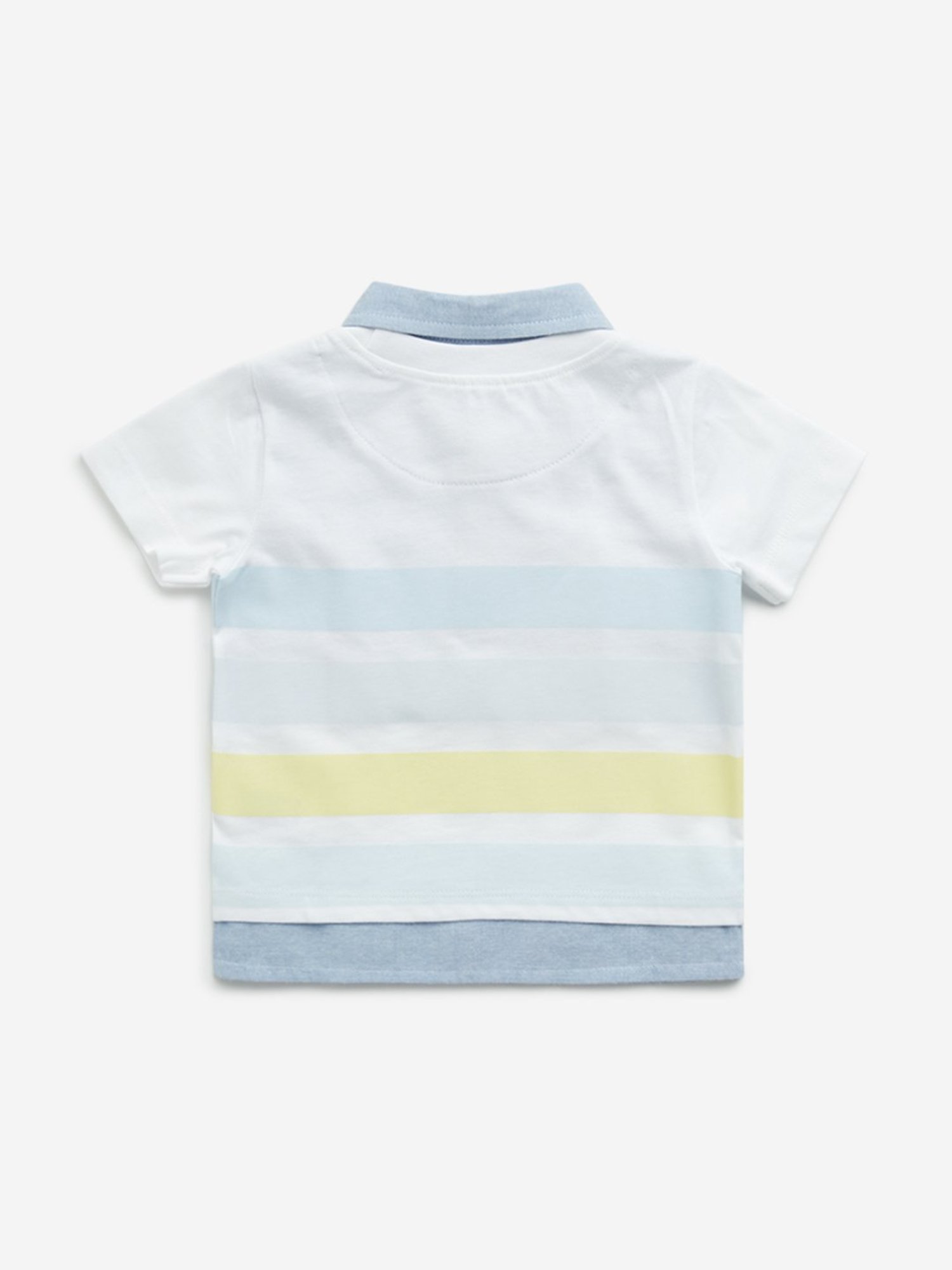 HOP Baby by Westside Multicolour Striped Collared Cotton T-Shirt