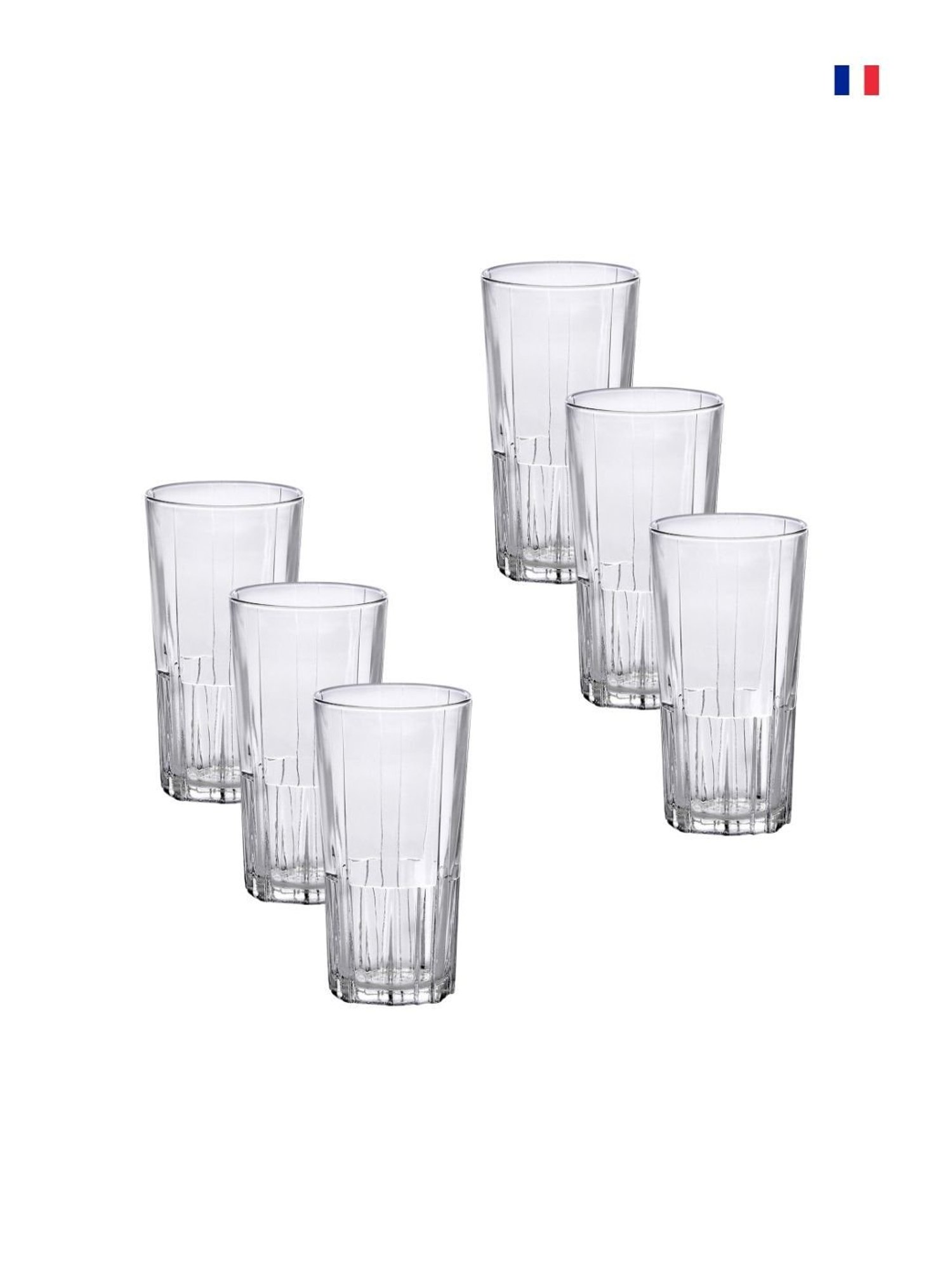 Duralex Jazz Transparent Toughened Glass Highball Tumbler (0.3 L) - Set of 6