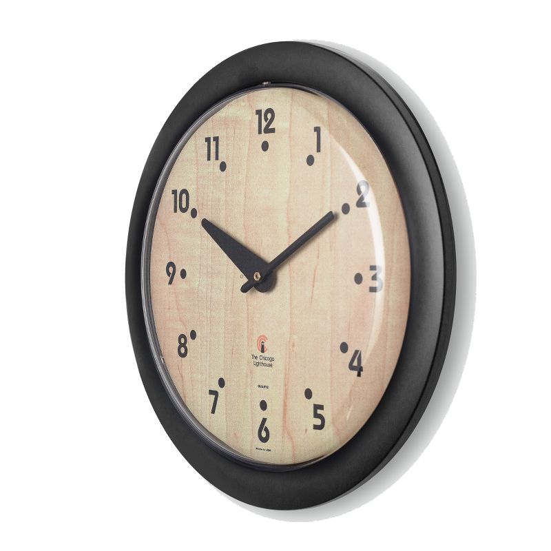 14" x 1.8" Birchwood Bauhaus Traditional Decorative Wall Clock Black Frame - By Chicago Lighthouse