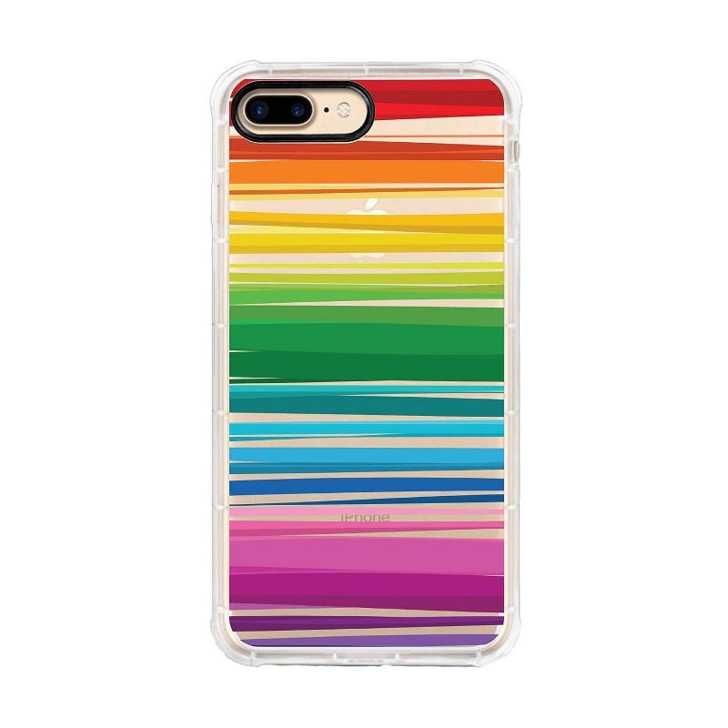 OTM Essentials Apple iPhone 8/7 Plus Hybrid Rugged Edge Clear Phone Case - Case Stripes