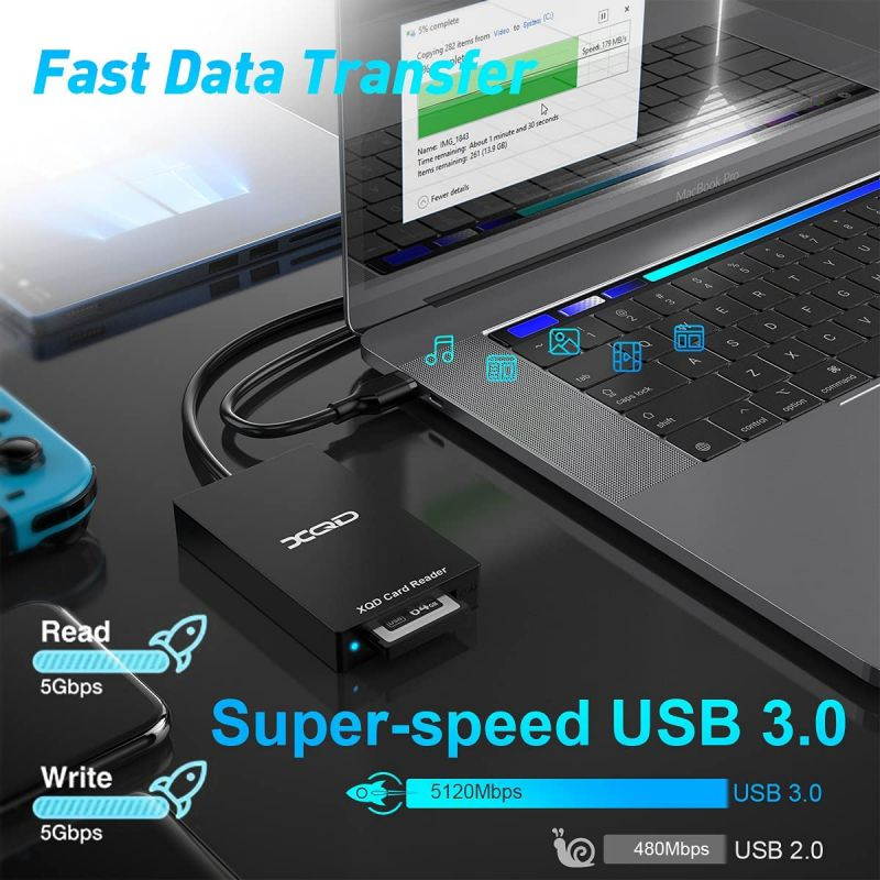 USB C XQD Card Reader,XQD Memoey Reader Compatible with Sony G/M Series USB Mark XQD Card,Lexar 2933x/1400x USB C Mark XQD Card for Windows/Mac OS. 5Gpbs Super Speed Type C XQD Memory Card Reader