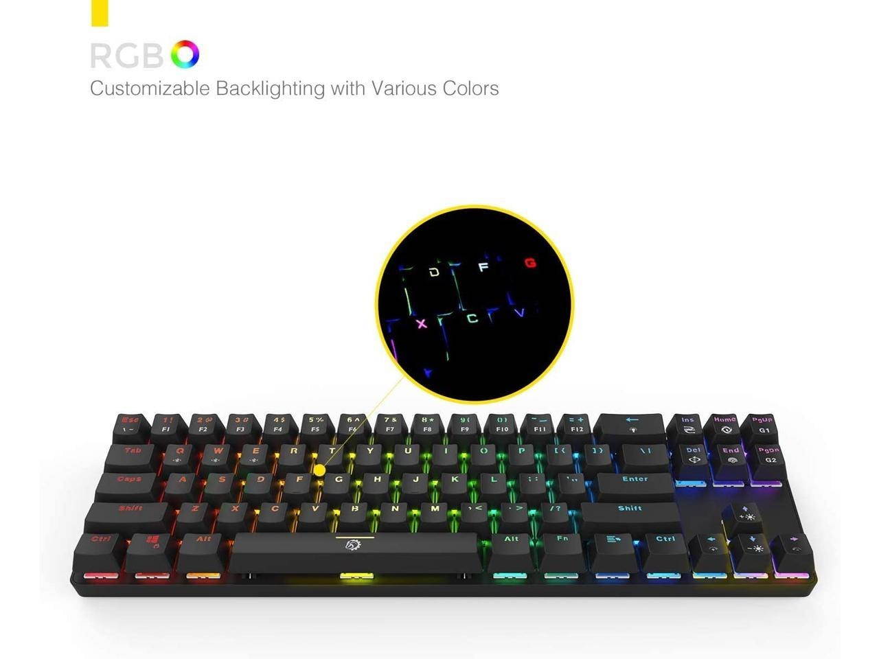 DREVO Calibur 60% Mechanical Gaming Keyboard RGB Backlit Wireless Bluetooth 4.0 and USB Wired 71 Key Compact TKL Blue Switch