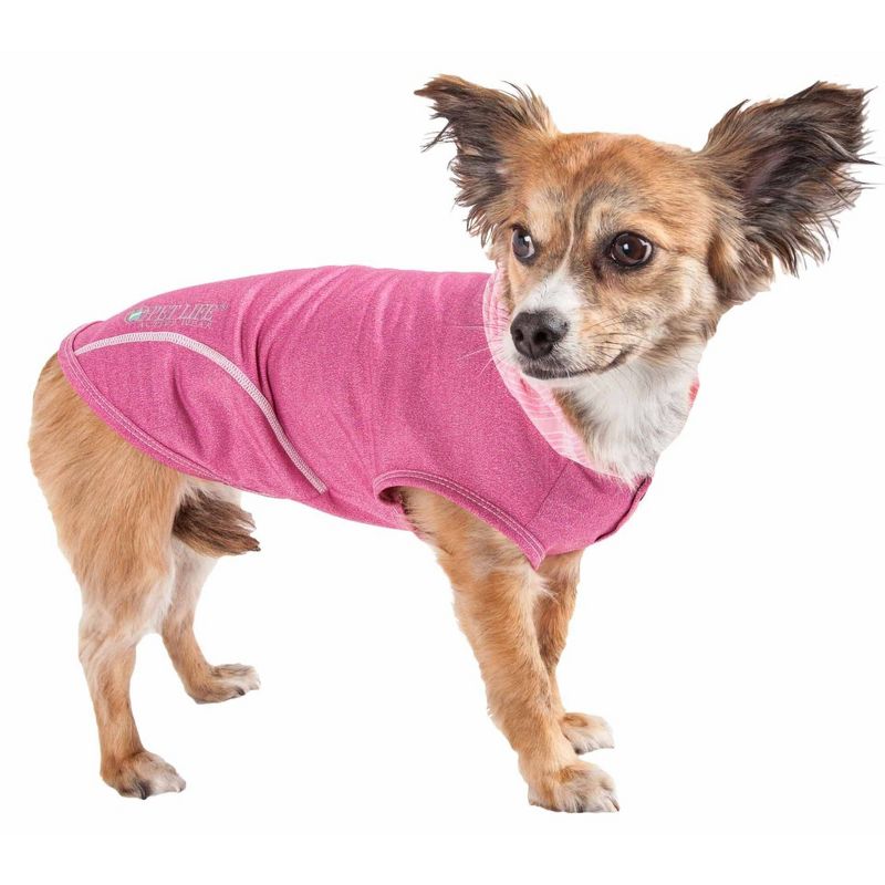 Pet Life Active Pull-Rover 4-Way Stretch Two-Toned Performance Sleeveless Hoodie Dog and Cat T-Shirt - Pink - XS