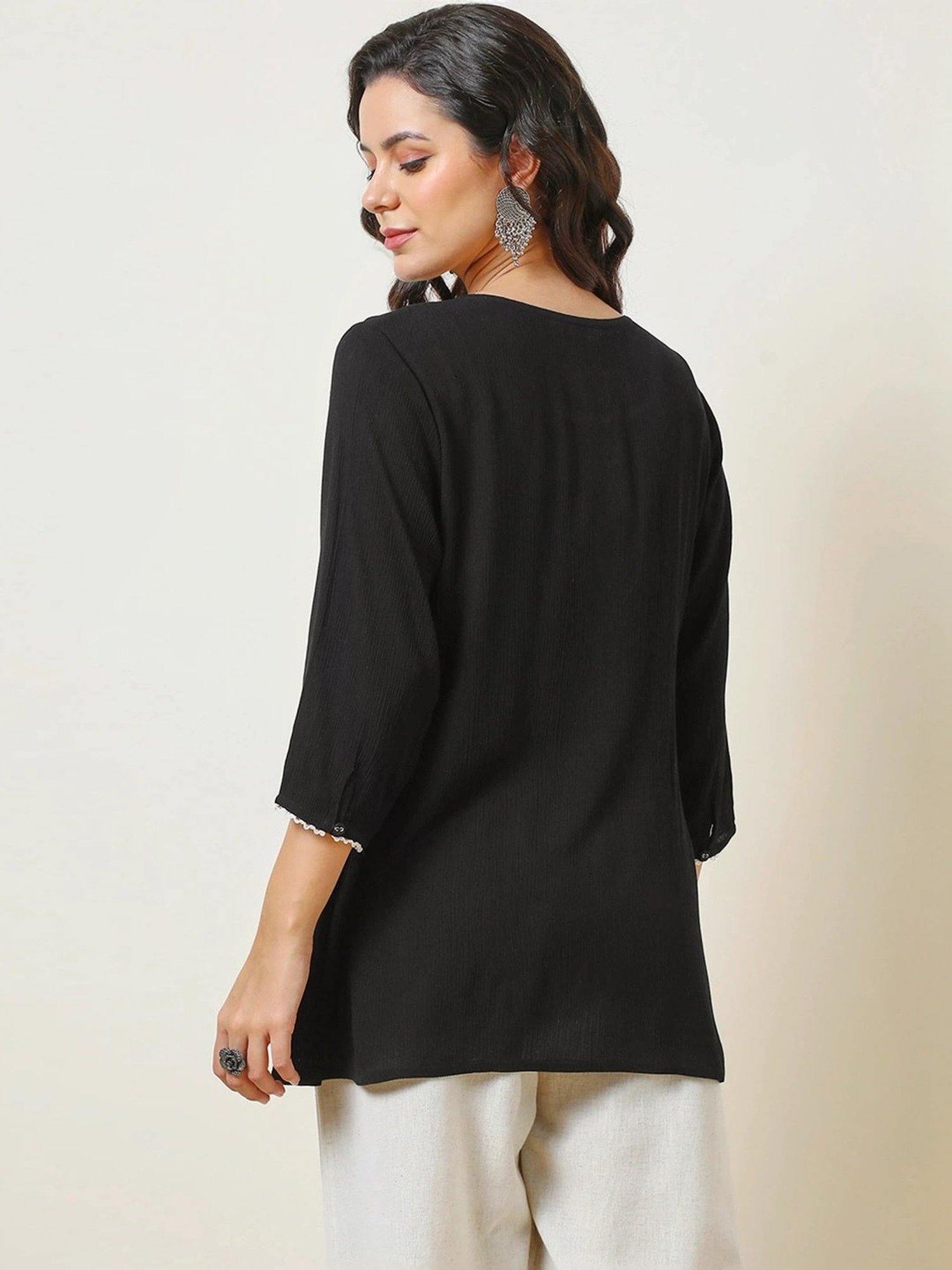 Soch Black Embroidered Top