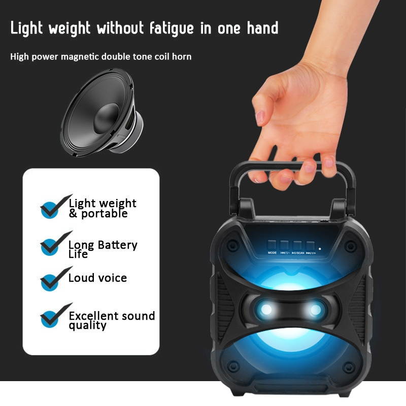 Handhled Bluetooth Speaker, Portable Deep Bass Wireless Stereo Loud for Indoor Outdoor Party