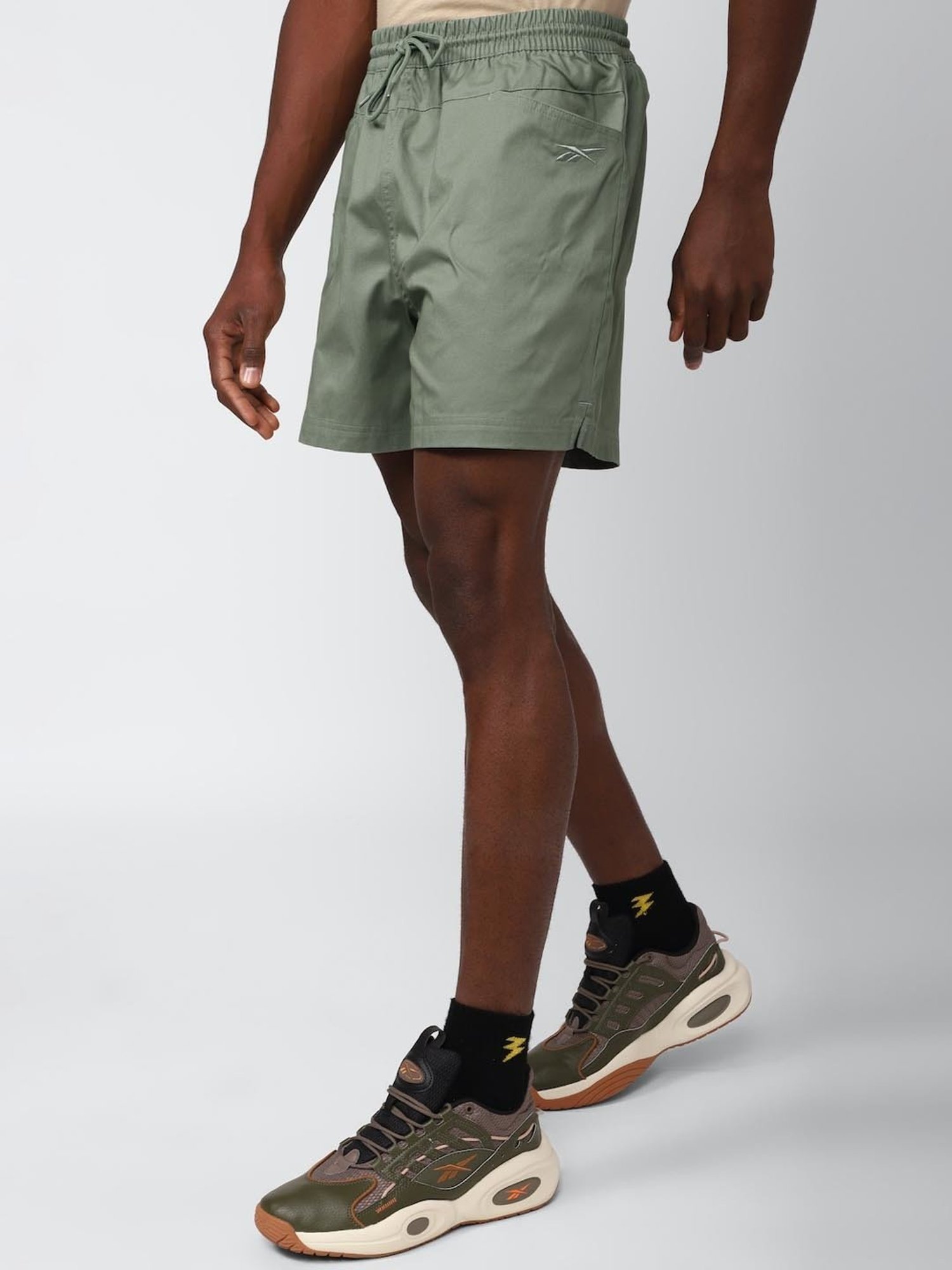 Reebok Green Cotton Regular Fit Sports Shorts