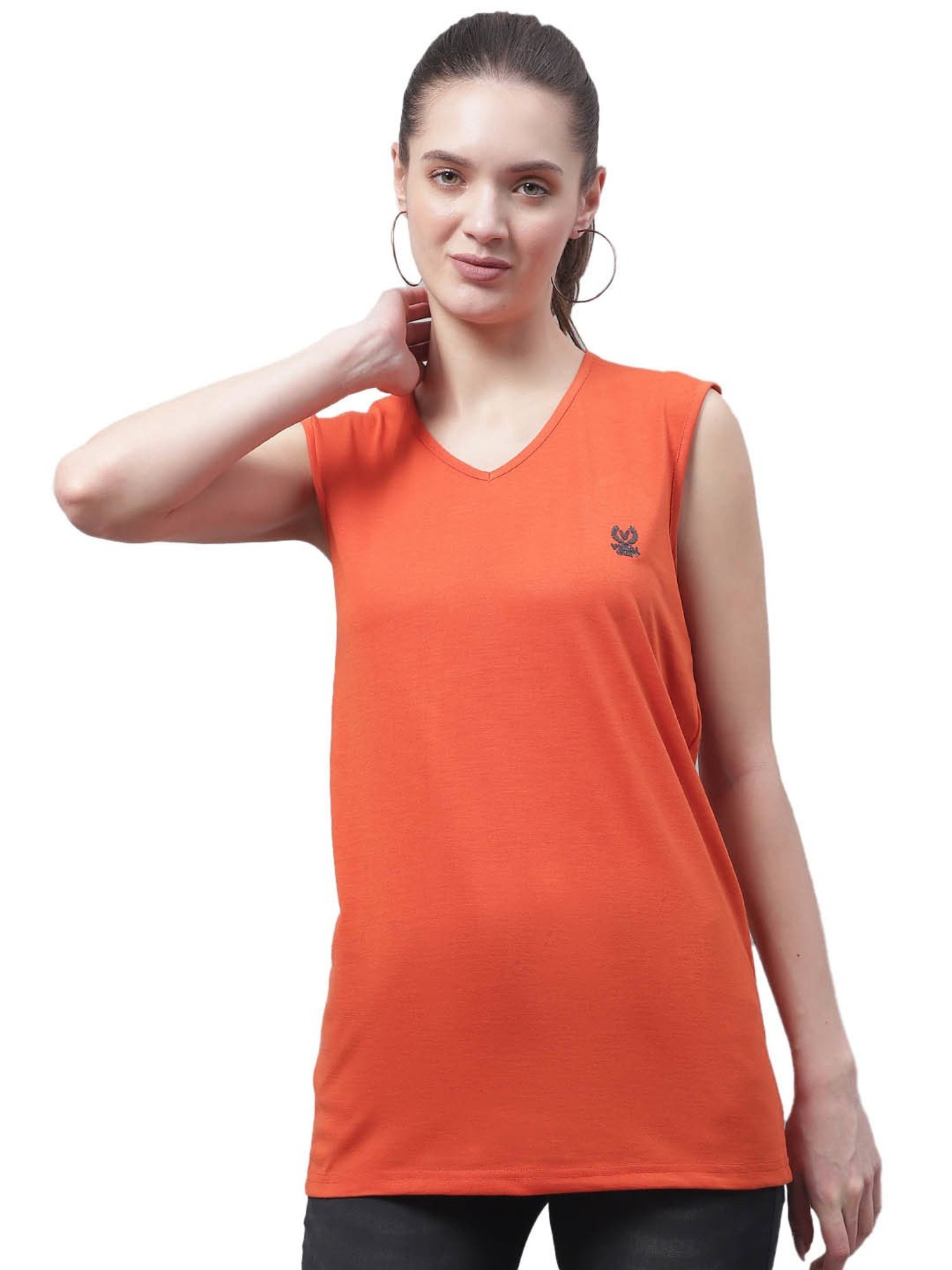 Vimal Jonney Rust Cotton Logo Print T-Shirt