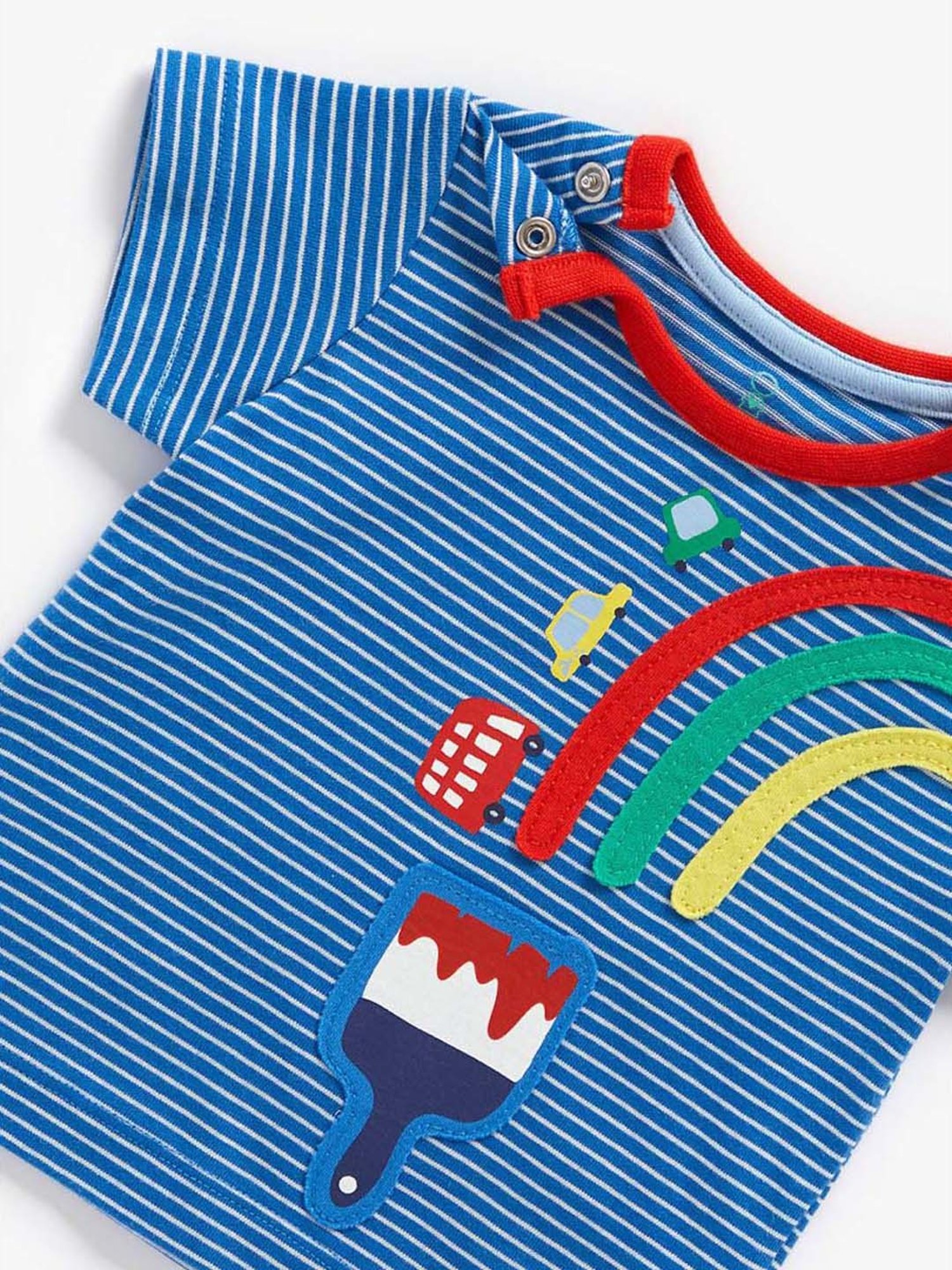 Mothercare Kids Blue & White Cotton Printed T-Shirt (Pack of 2)