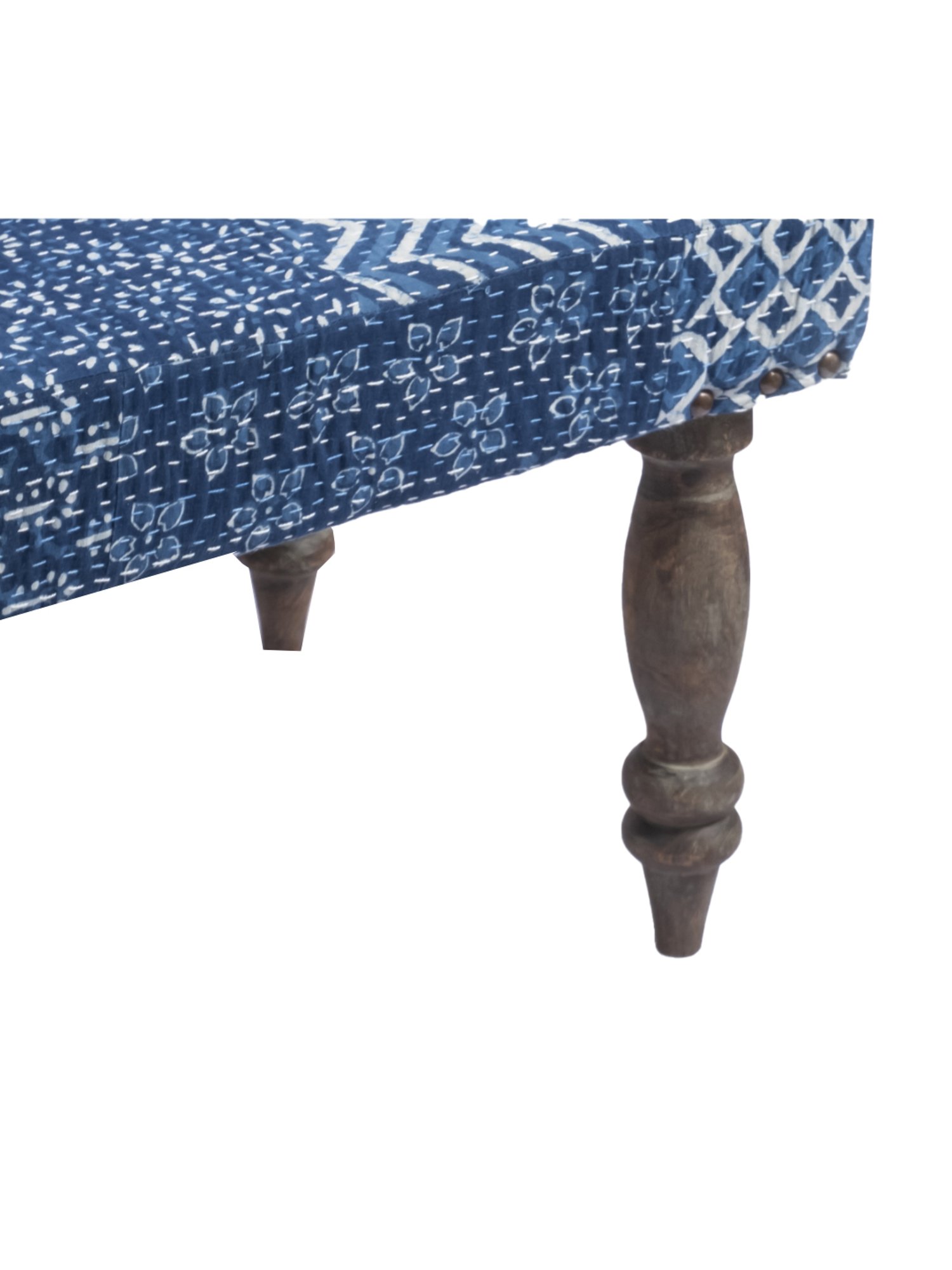 Ikiriya Bestone Printed Blue Wood 2 Seater Bench