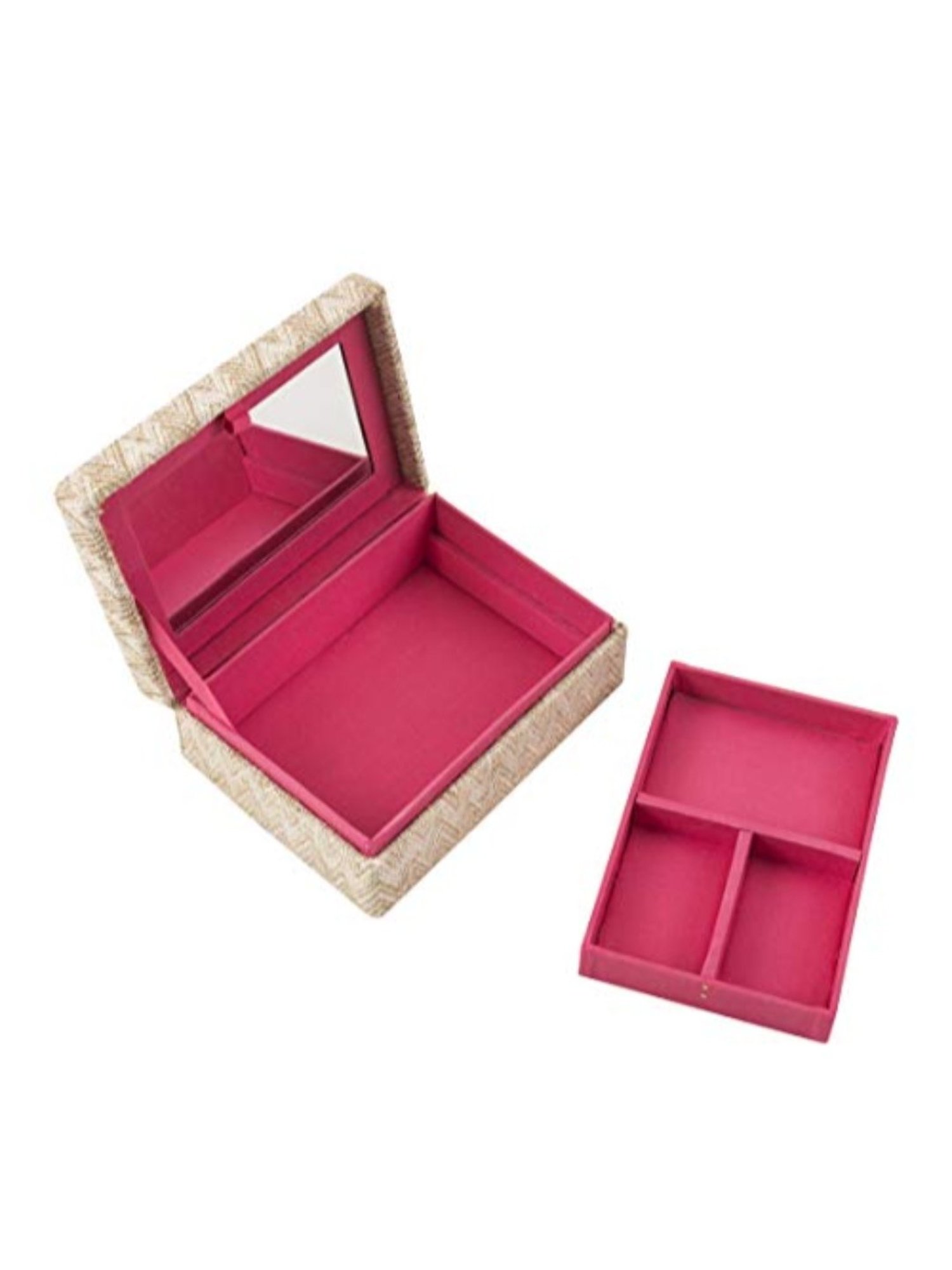 Chumbak Enjoy The Little Things Turquoise Cotton Jewellery Box - Set of 1