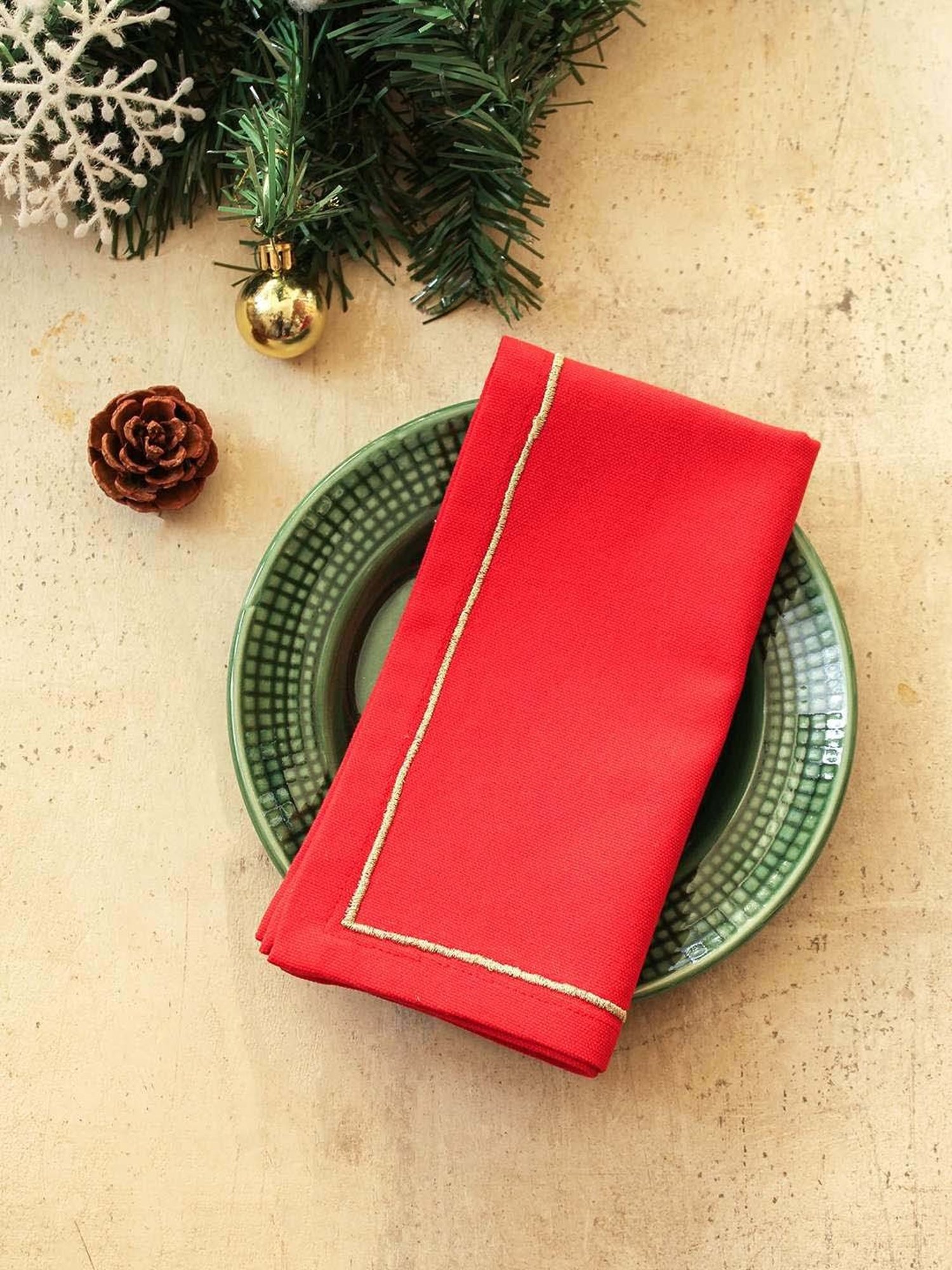 House This Holly Red Cotton Napkins - Set of 2