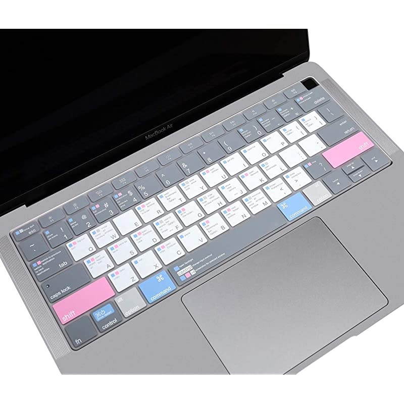 Premium Shortcut Keyboard Cover Skin with MAC OS Hot Keys for MacBook Air 13 Inch 2019 2018 Release A1932 with Retina Display SoftTouch Mac OS X Keyboard Protective Skin