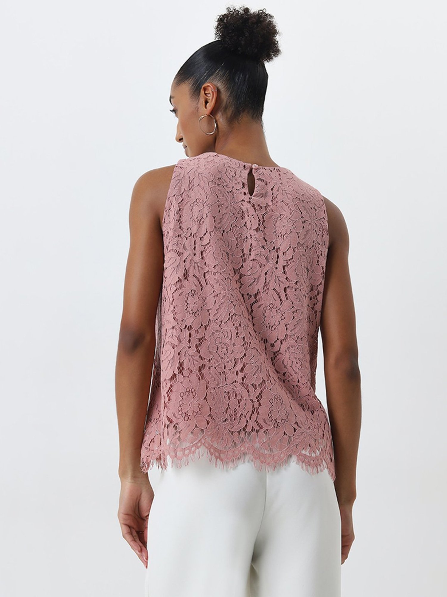 Wardrobe by Westside Dusty Pink Floral Lace Top