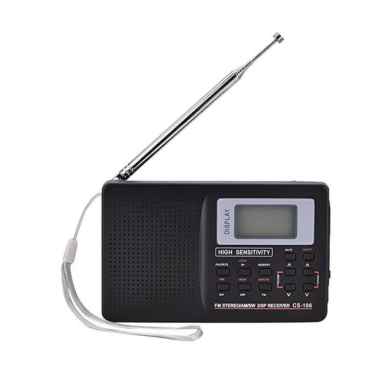 Digital AM FM Stereo Radio FM/AM/SW/LW/TV Sound Digital Tuning Full-Band Radio Receiver with Alarm Clock, Radio AM FM Radio SW Petite with Mute State/Frequency Lock (Step Value 10k)
