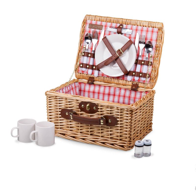 Picnic at Ascot Insulated Picnic Basket/Cooler Fully Equipped with Service for 2 - Trellis Green