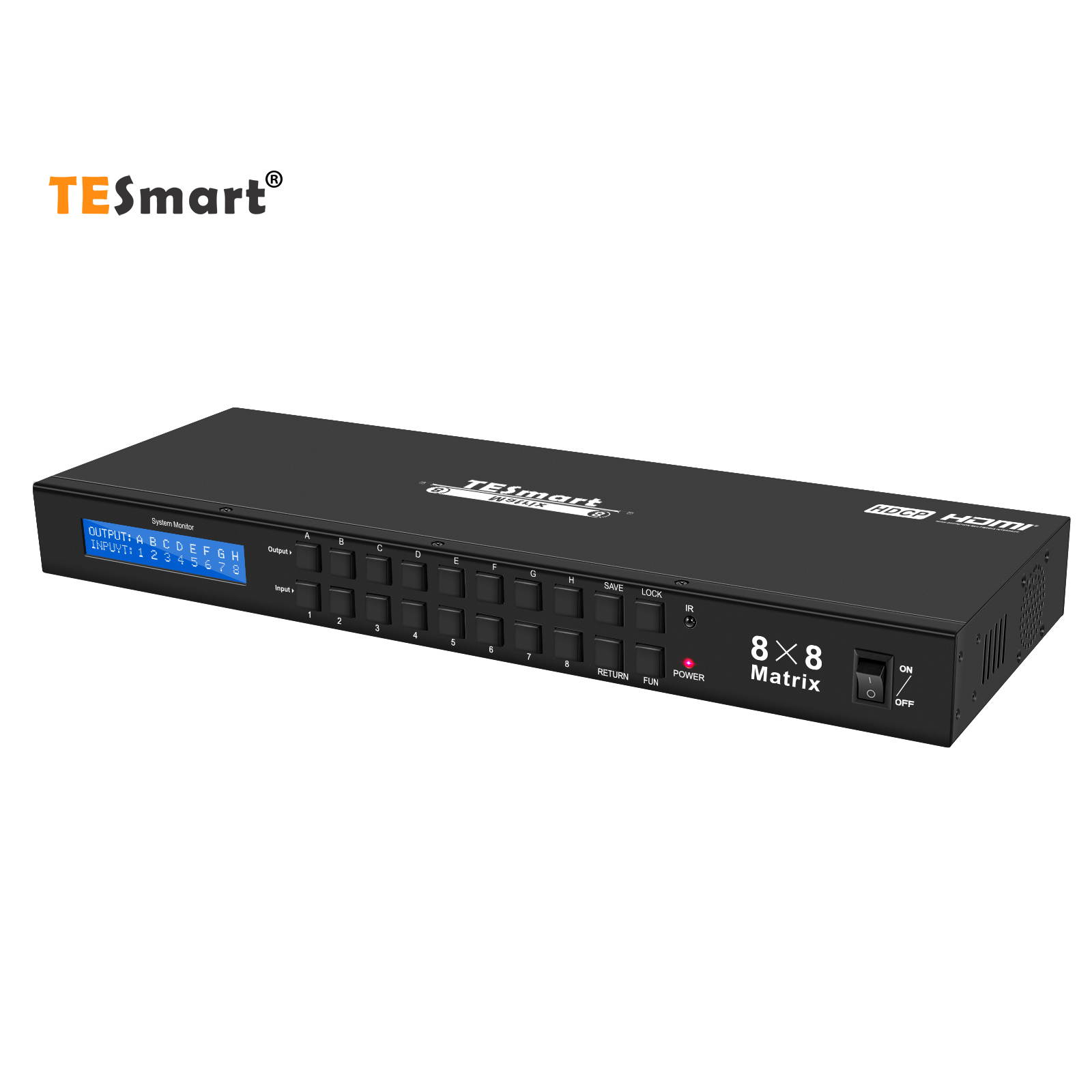 TESmart Rack Mount Ultra HD 4K HDMI 8X8 Matrix Switcher Supports 4Kx2K@30HZ,1080P@60Hz,3D&Deep Color,LAN Port Control