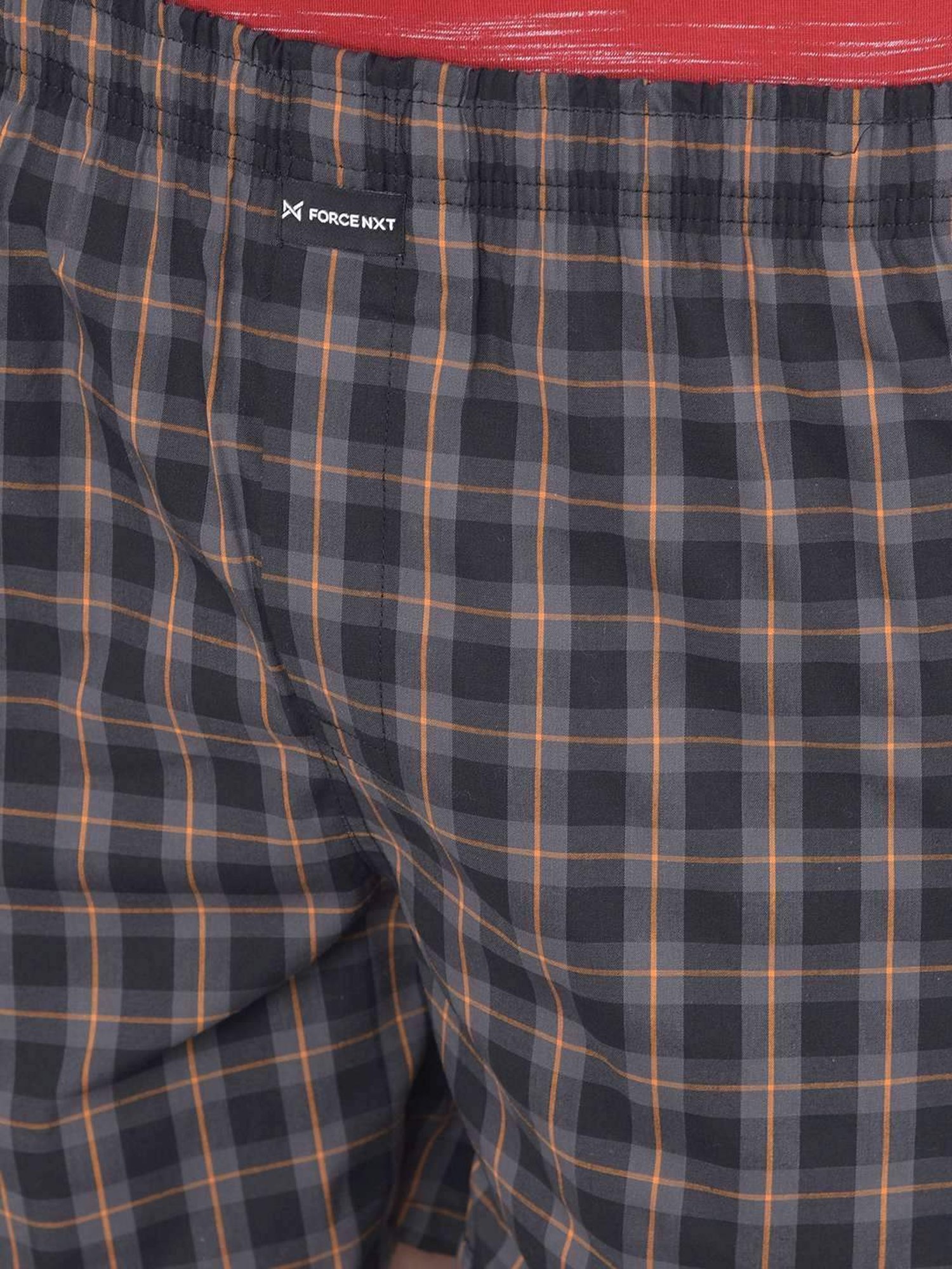 Force NXT Black Cotton Regular Fit Checks Boxers